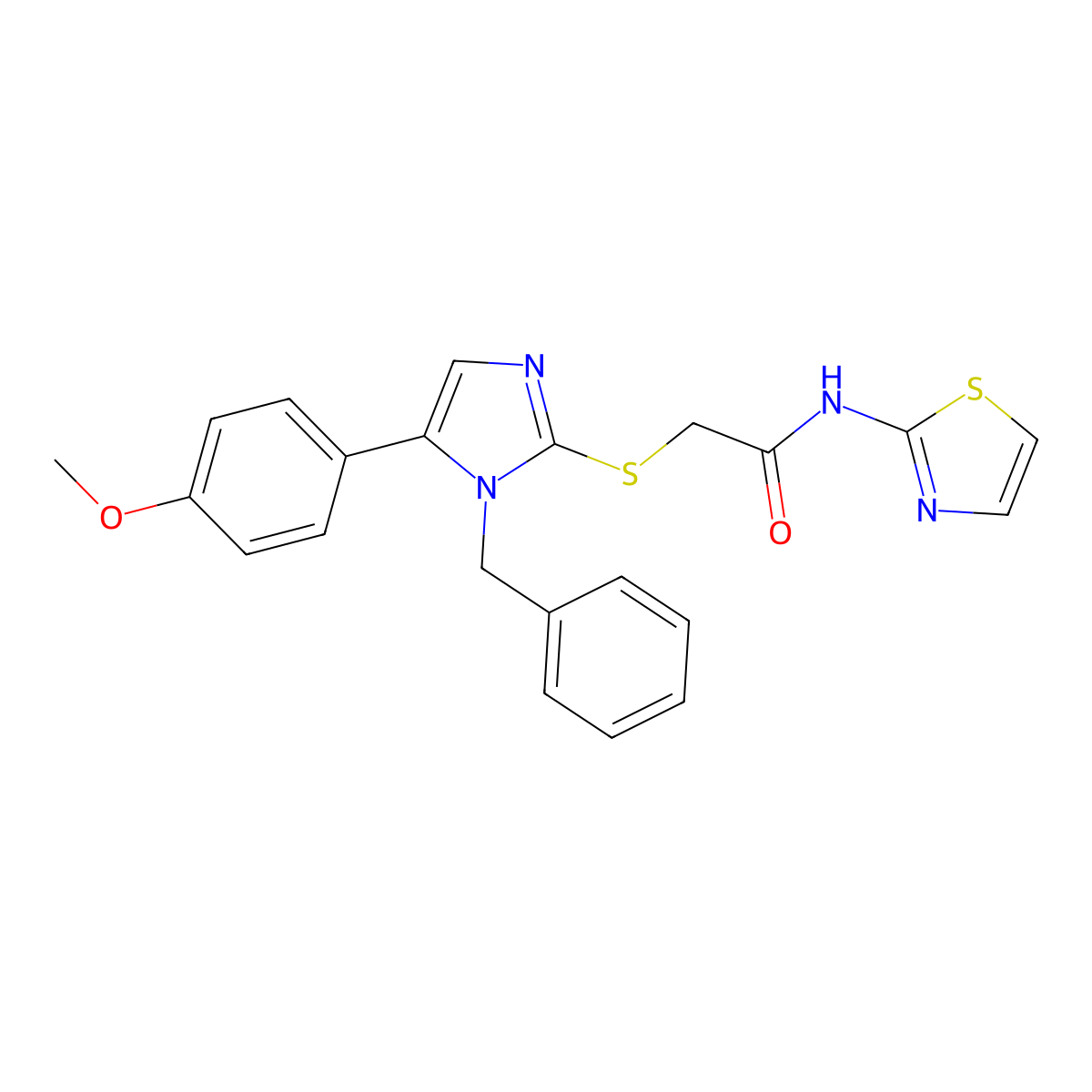 2-((1-benzyl-5-(4-methoxyphenyl)-1H-imidazol-2-yl)thio)-N-(thiazol-2-yl)acetamide molecular structure, CAS 1207008-78-3