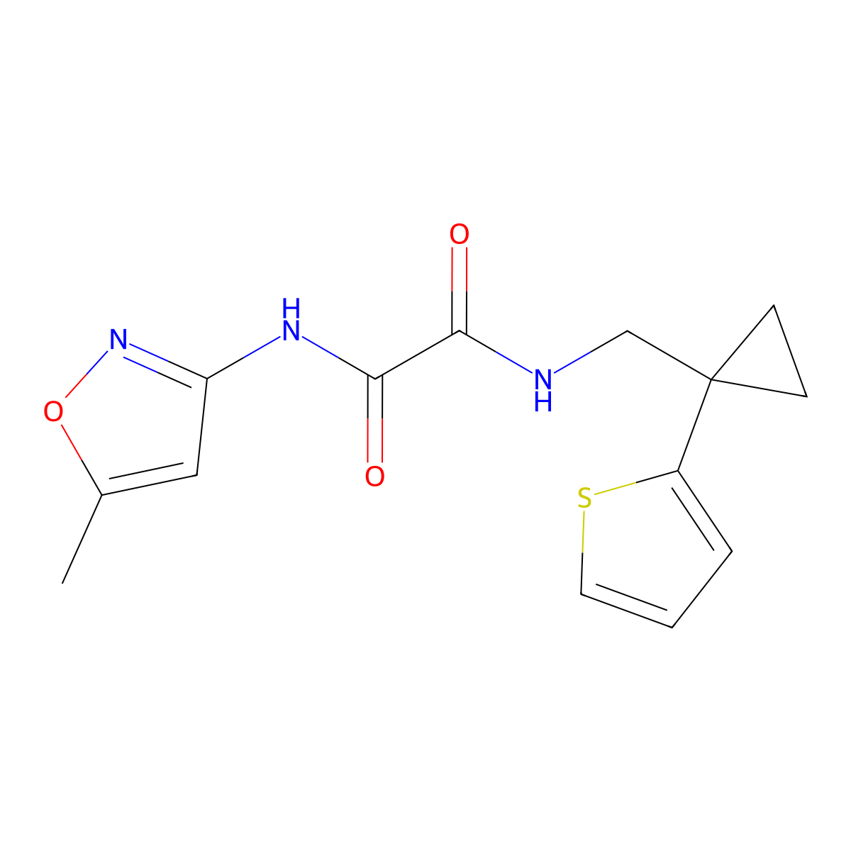N1-(5-methylisoxazol-3-yl)-N2-((1-(thiophen-2-yl)cyclopropyl)methyl)oxalamide molecular structure, CAS 1207008-79-4