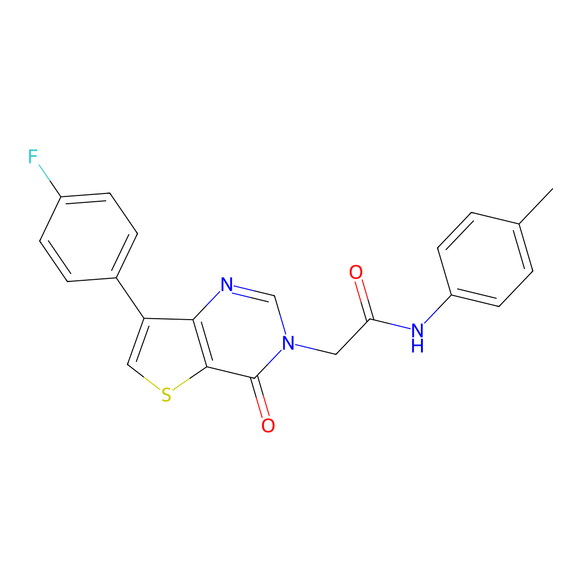 2-[7-(4-fluorophenyl)-4-oxothieno[3,2-d]pyrimidin-3(4H)-yl]-N-(4-methylphenyl)acetamide molecular structure, CAS 1207008-81-8