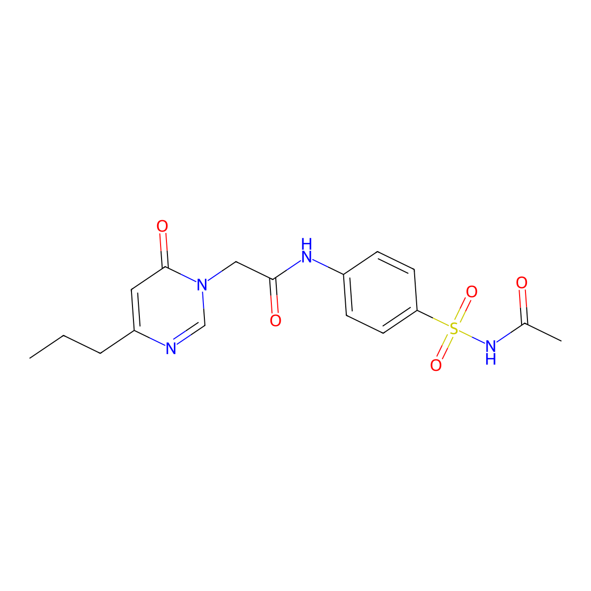 N-(4-(N-acetylsulfamoyl)phenyl)-2-(6-oxo-4-propylpyrimidin-1(6H)-yl)acetamide molecular structure, CAS 1207008-84-1