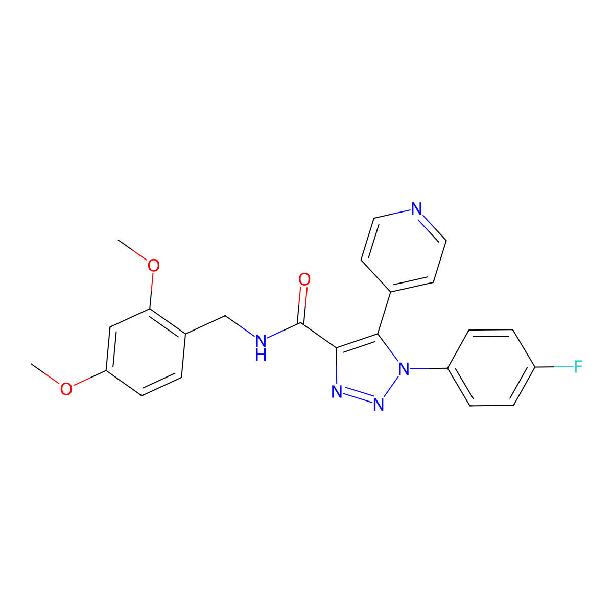 N-(2,4-dimethoxybenzyl)-1-(4-fluorophenyl)-5-(pyridin-4-yl)-1H-1,2,3-triazole-4-carboxamide molecular structure, CAS 1207008-87-4