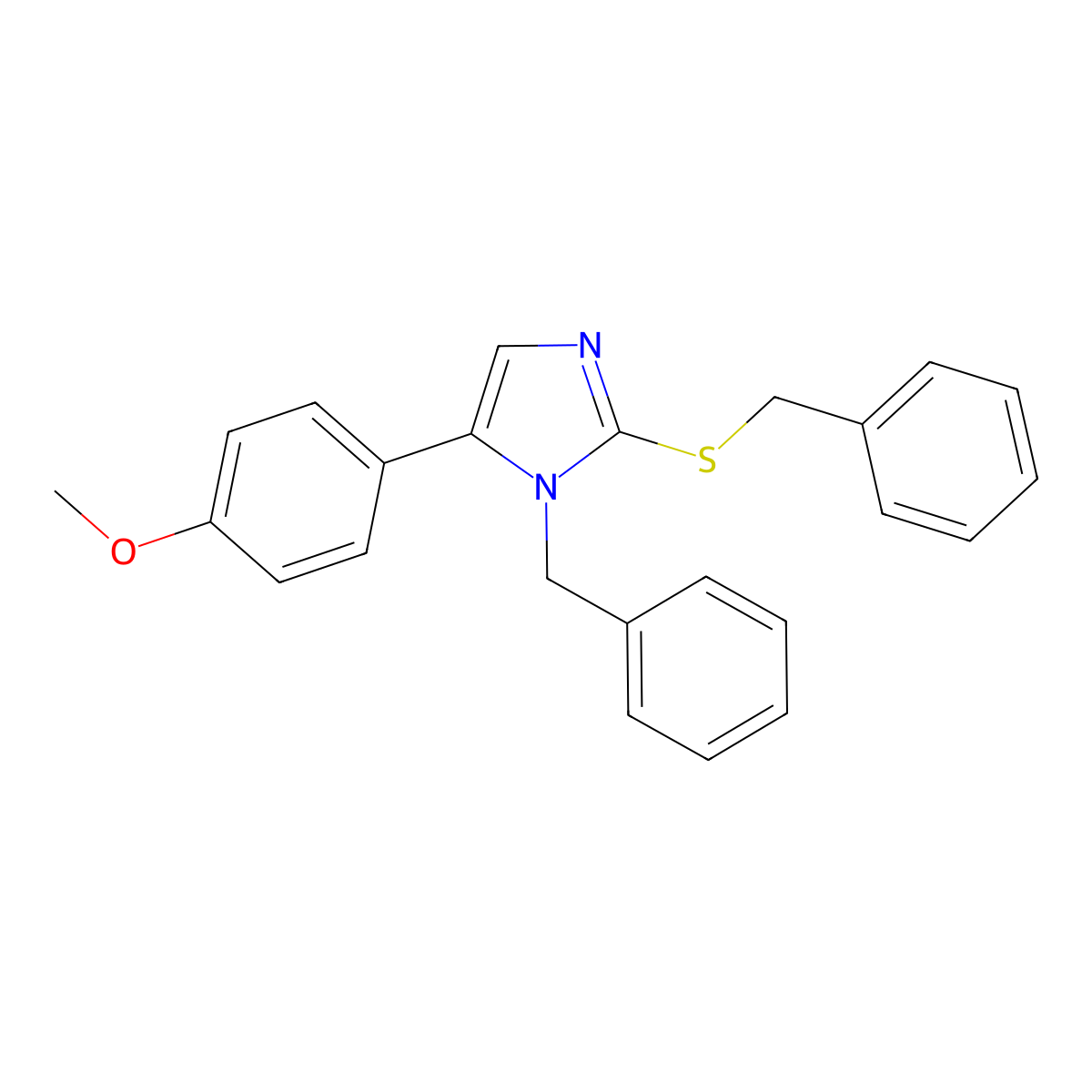 1-benzyl-2-(benzylthio)-5-(4-methoxyphenyl)-1H-imidazole molecular structure, CAS 1207008-89-6