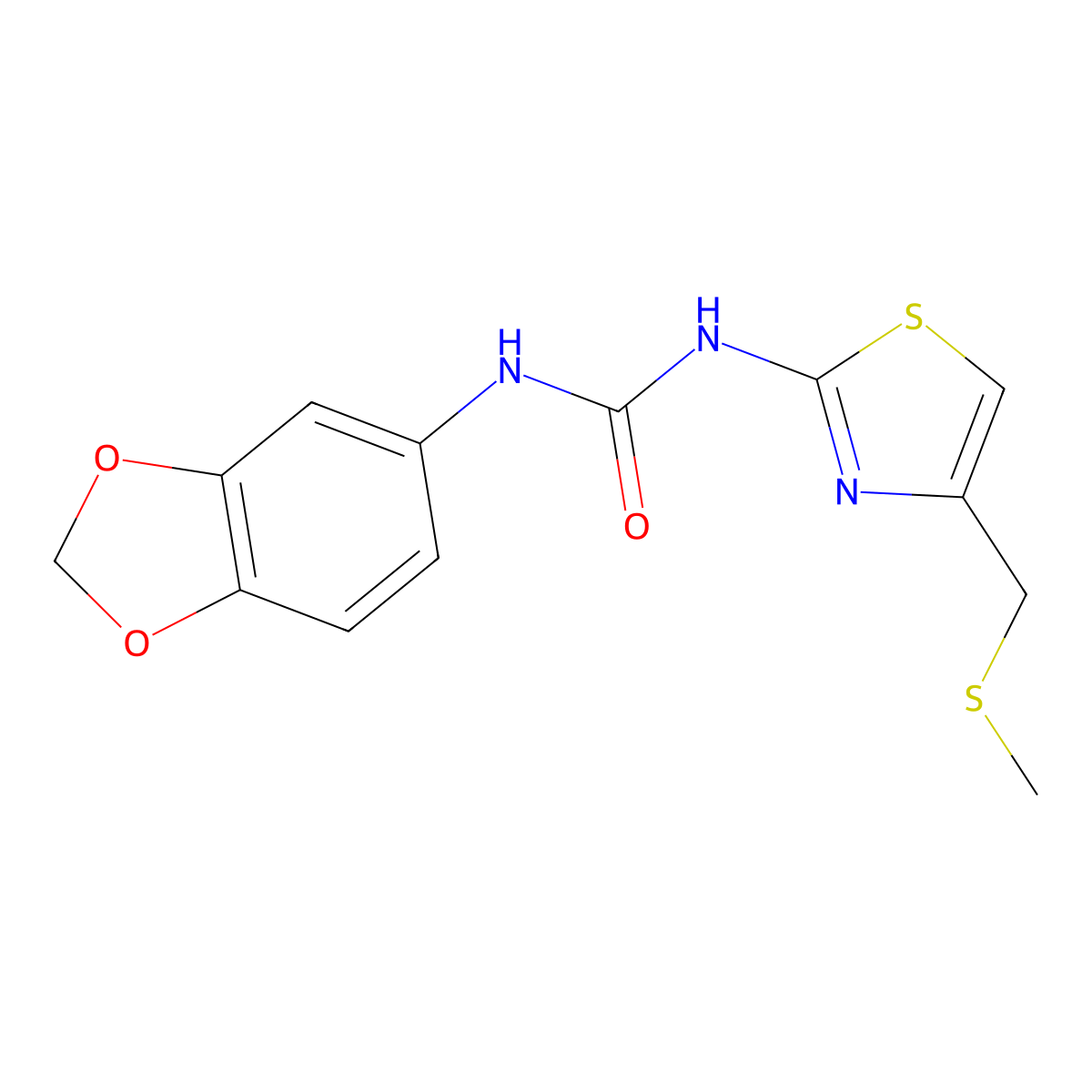 1-(Benzo[d][1,3]dioxol-5-yl)-3-(4-((methylthio)methyl)thiazol-2-yl)urea molecular structure, CAS 1207008-90-9