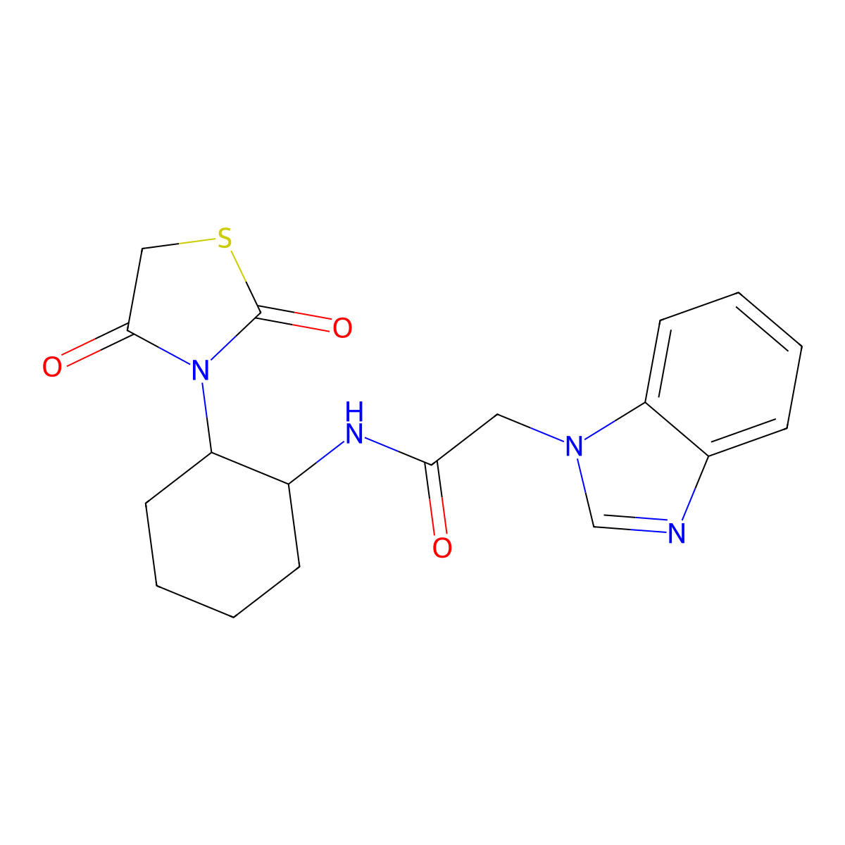 2-(1H-benzo[d]imidazol-1-yl)-N-(2-(2,4-dioxothiazolidin-3-yl)cyclohexyl)acetamide molecular structure, CAS 1207008-97-6