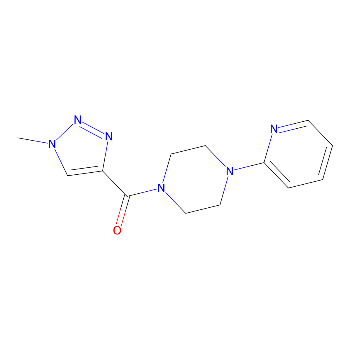 (1-methyl-1H-1,2,3-triazol-4-yl)(4-(pyridin-2-yl)piperazin-1-yl)methanone molecular structure, CAS 1207009-01-5
