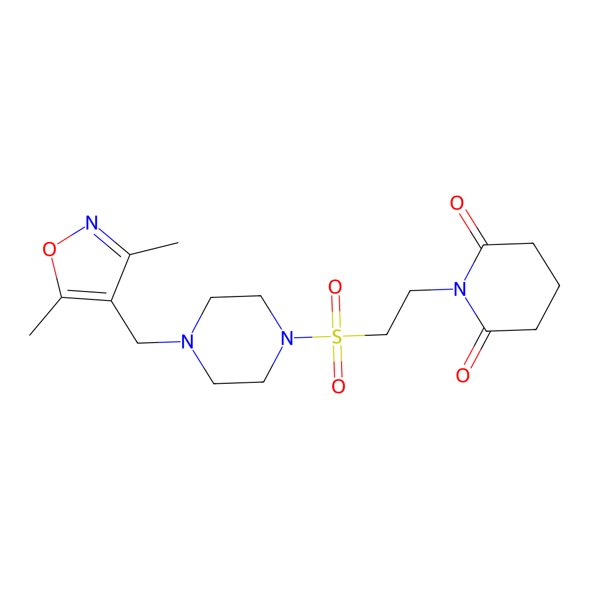 1-(2-((4-((3,5-Dimethylisoxazol-4-yl)methyl)piperazin-1-yl)sulfonyl)ethyl)piperidine-2,6-dione molecular structure, CAS 1207009-02-6