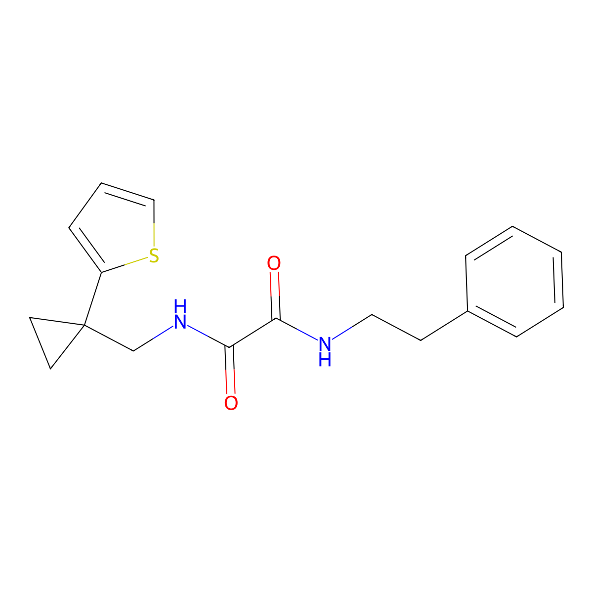 N1-phenethyl-N2-((1-(thiophen-2-yl)cyclopropyl)methyl)oxalamide molecular structure, CAS 1207009-03-7