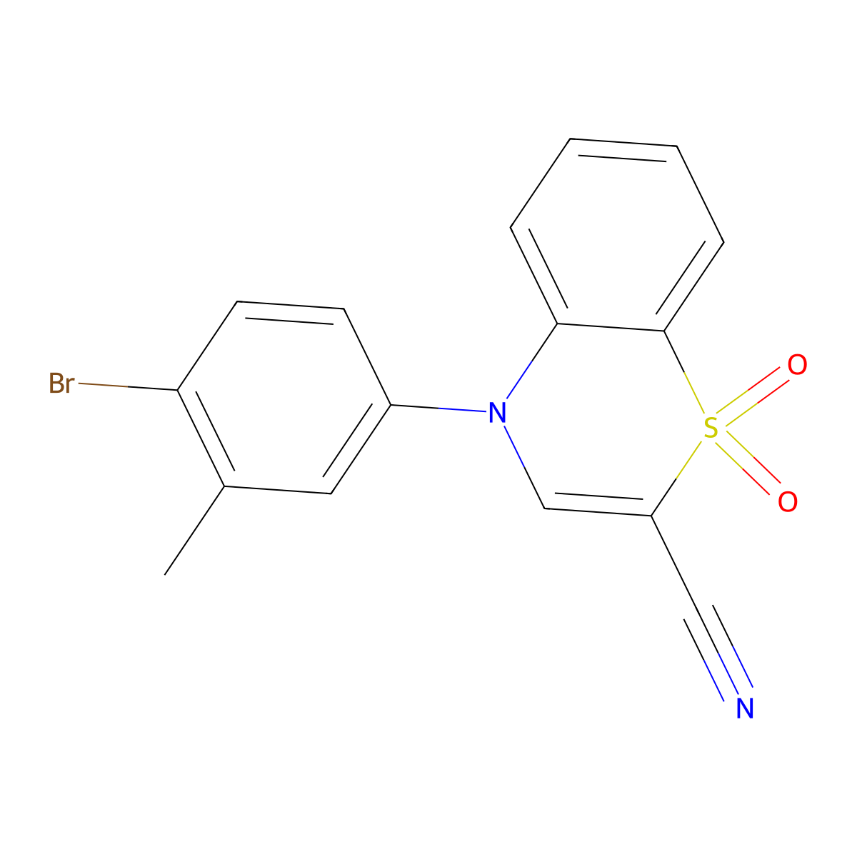 4-(4-bromo-3-methylphenyl)-4H-1,4-benzothiazine-2-carbonitrile 1,1-dioxide molecular structure, CAS 1207009-07-1
