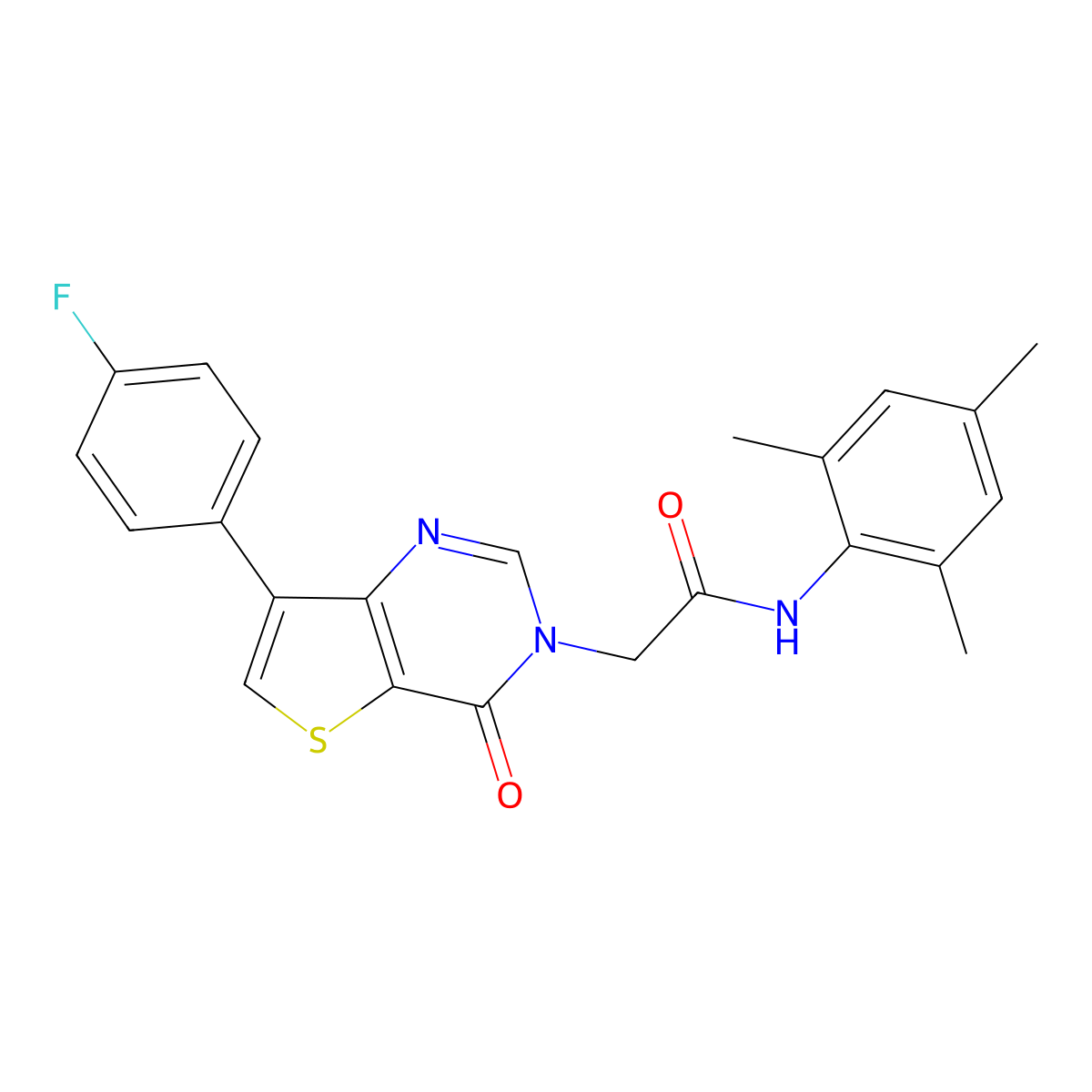 2-[7-(4-fluorophenyl)-4-oxothieno[3,2-d]pyrimidin-3(4H)-yl]-N-mesitylacetamide molecular structure, CAS 1207009-10-6