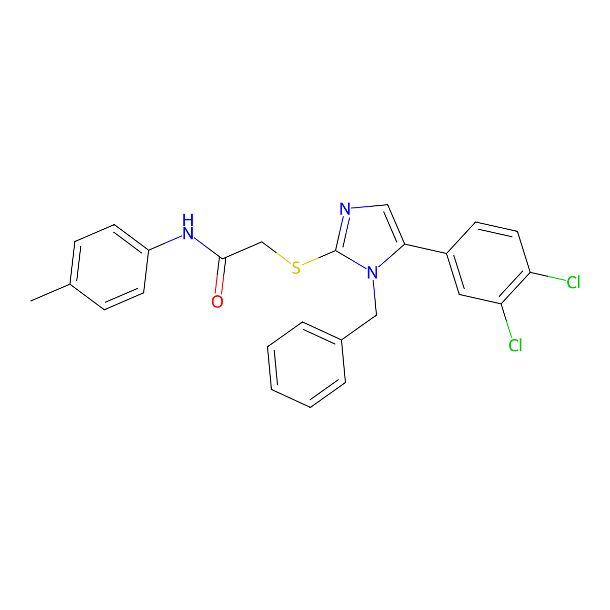 2-{[1-benzyl-5-(3,4-dichlorophenyl)-1H-imidazol-2-yl]sulfanyl}-N-(4-methylphenyl)acetamide molecular structure, CAS 1207009-11-7