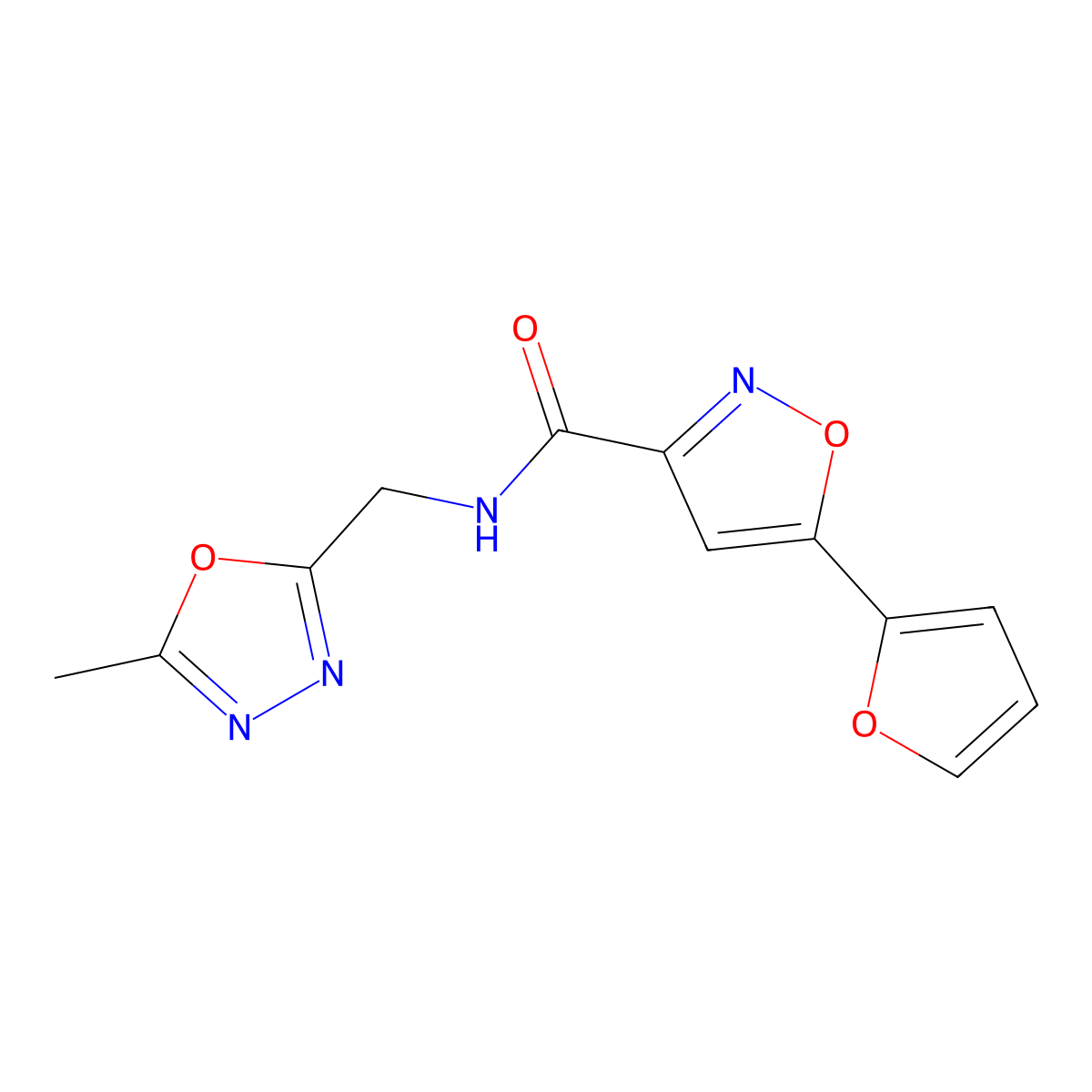 5-(furan-2-yl)-N-((5-methyl-1,3,4-oxadiazol-2-yl)methyl)isoxazole-3-carboxamide molecular structure, CAS 1207009-27-5