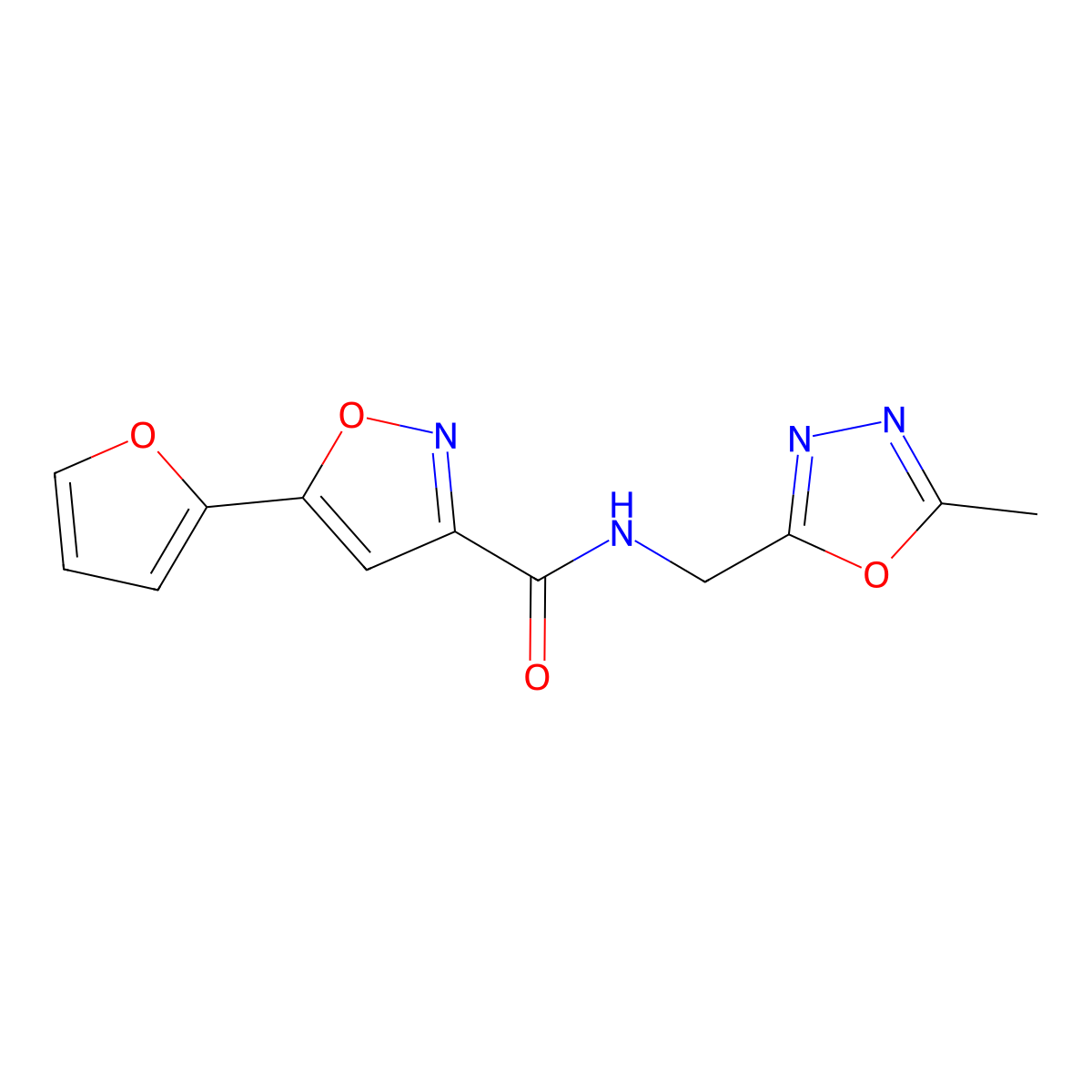 5-(furan-2-yl)-N-((5-methyl-1,3,4-oxadiazol-2-yl)methyl)isoxazole-3-carboxamide molecular structure, CAS 1207009-27-5