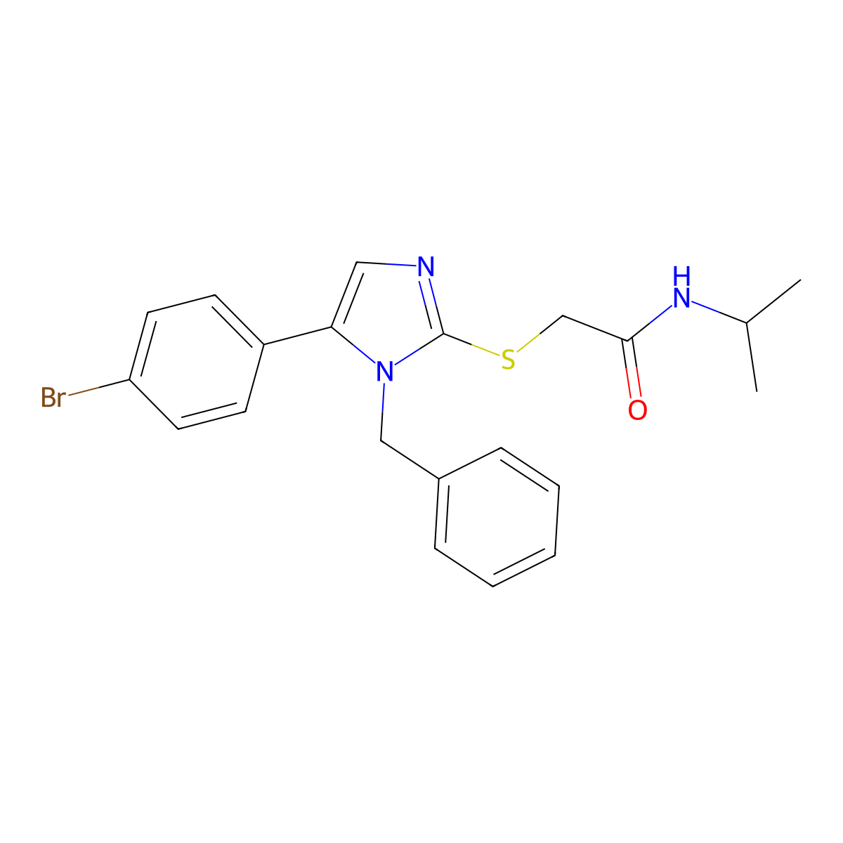 2-((1-benzyl-5-(4-bromophenyl)-1H-imidazol-2-yl)thio)-N-isopropylacetamide molecular structure, CAS 1207009-34-4