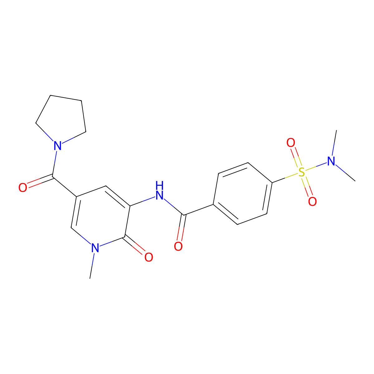 4-(N,N-dimethylsulfamoyl)-N-(1-methyl-2-oxo-5-(pyrrolidine-1-carbonyl)-1,2-dihydropyridin-3-yl)benzamide molecular structure, CAS 1207009-41-3
