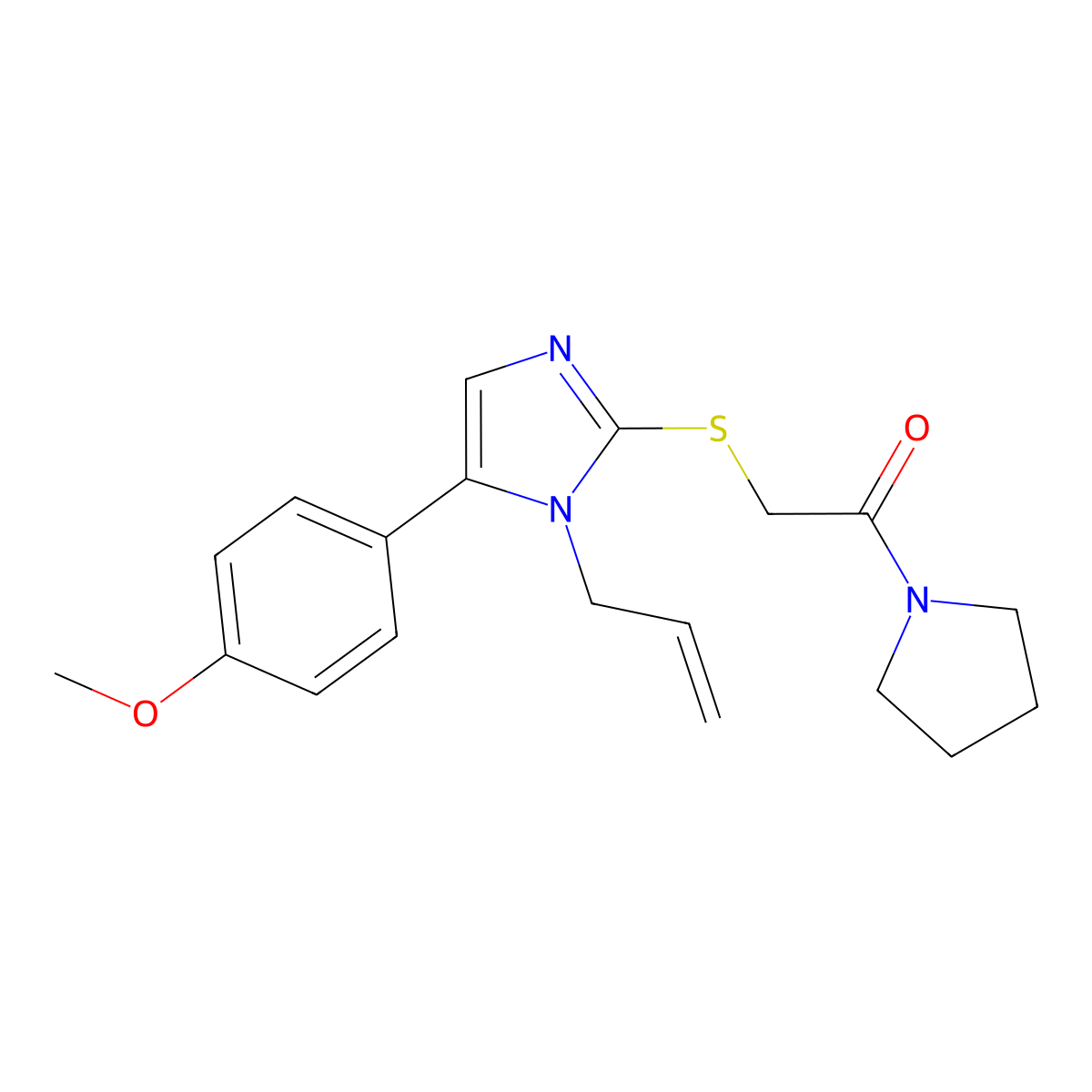 2-((1-allyl-5-(4-methoxyphenyl)-1H-imidazol-2-yl)thio)-1-(pyrrolidin-1-yl)ethanone molecular structure, CAS 1207009-45-7