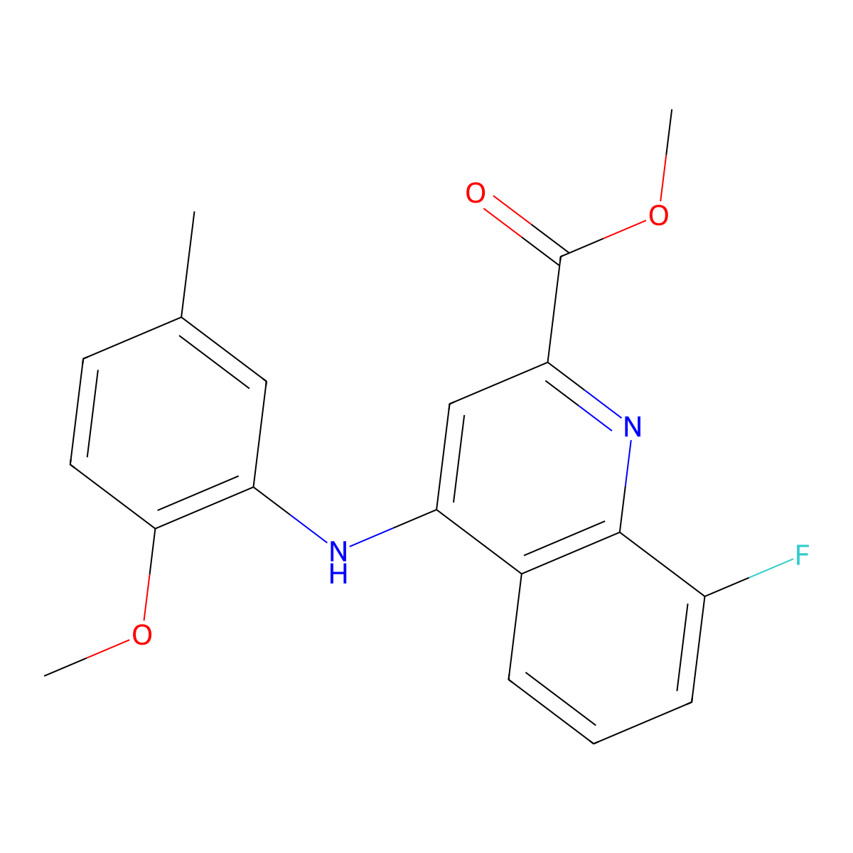 Methyl 8-fluoro-4-[(2-methoxy-5-methylphenyl)amino]quinoline-2-carboxylate molecular structure, CAS 1207009-46-8