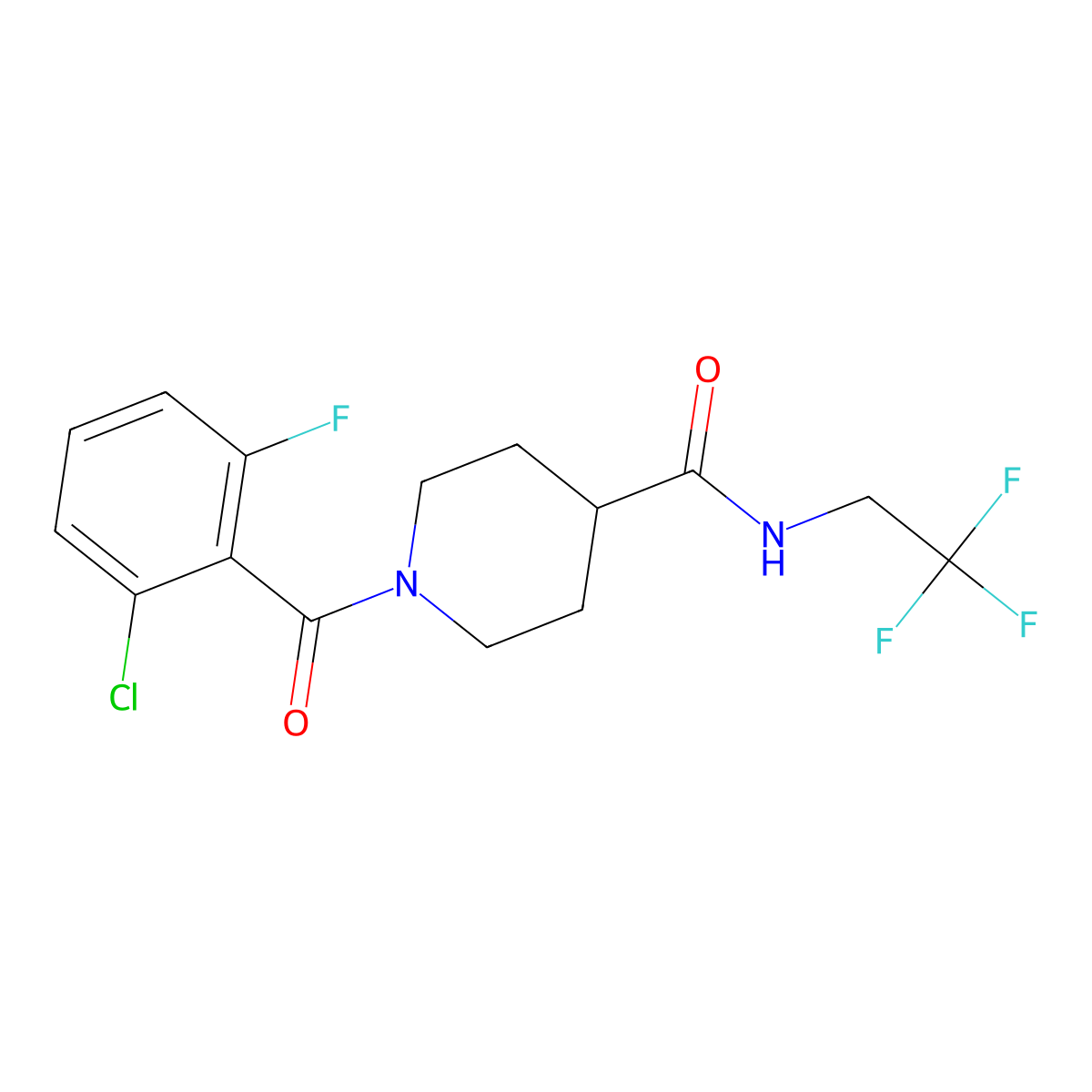 1-(2-chloro-6-fluorobenzoyl)-N-(2,2,2-trifluoroethyl)piperidine-4-carboxamide molecular structure, CAS 1207009-50-4