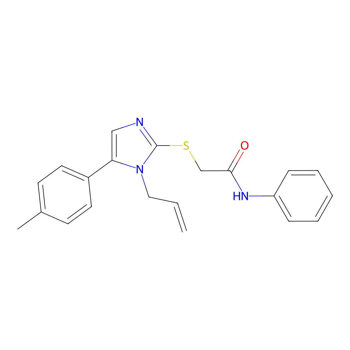 2-((1-allyl-5-(p-tolyl)-1H-imidazol-2-yl)thio)-N-phenylacetamide molecular structure, CAS 1207009-51-5