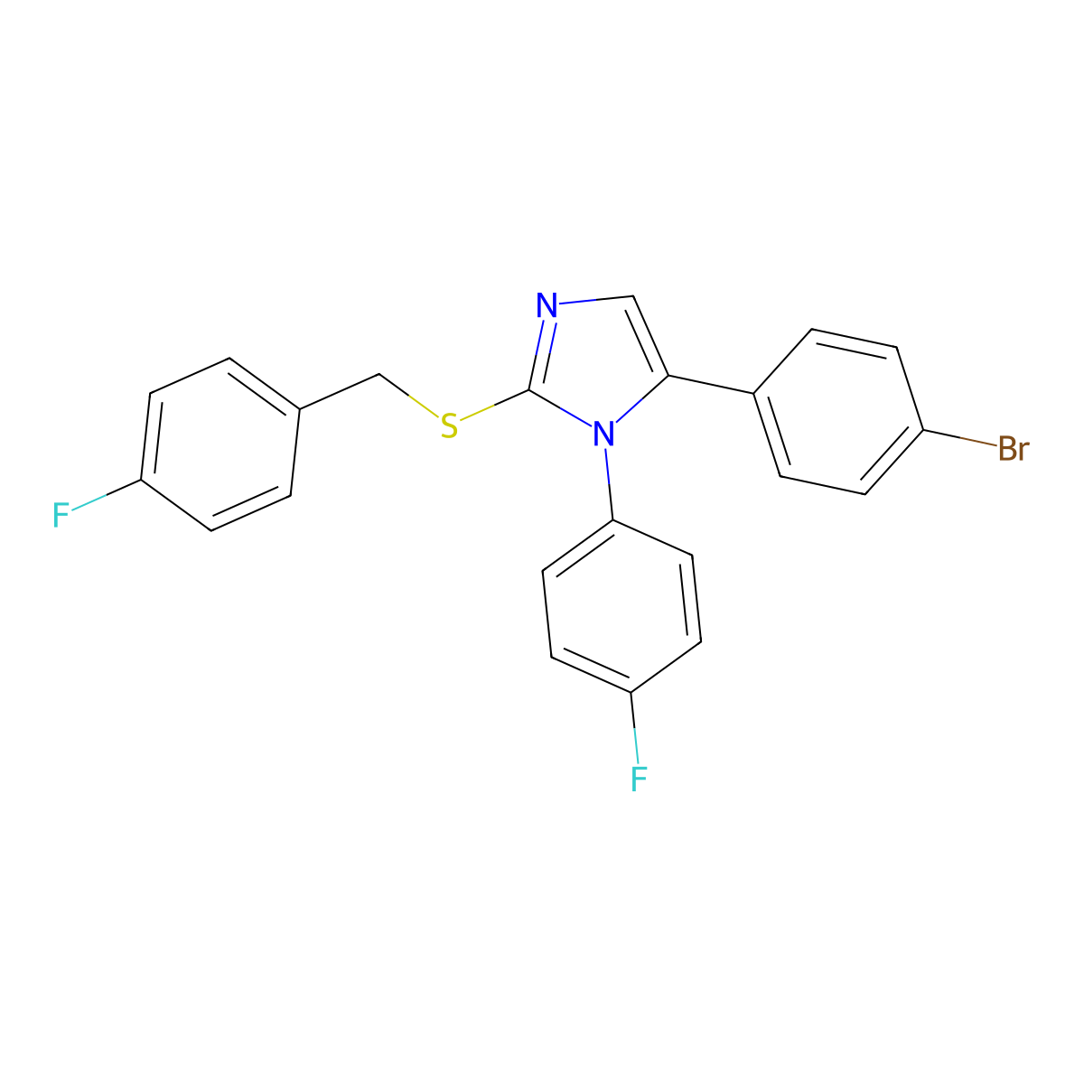 5-(4-bromophenyl)-2-((4-fluorobenzyl)thio)-1-(4-fluorophenyl)-1H-imidazole molecular structure, CAS 1207009-57-1
