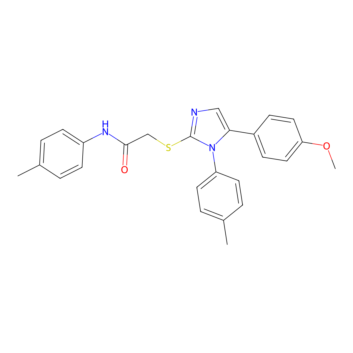 2-((5-(4-methoxyphenyl)-1-(p-tolyl)-1H-imidazol-2-yl)thio)-N-(p-tolyl)acetamide molecular structure, CAS 1207009-58-2