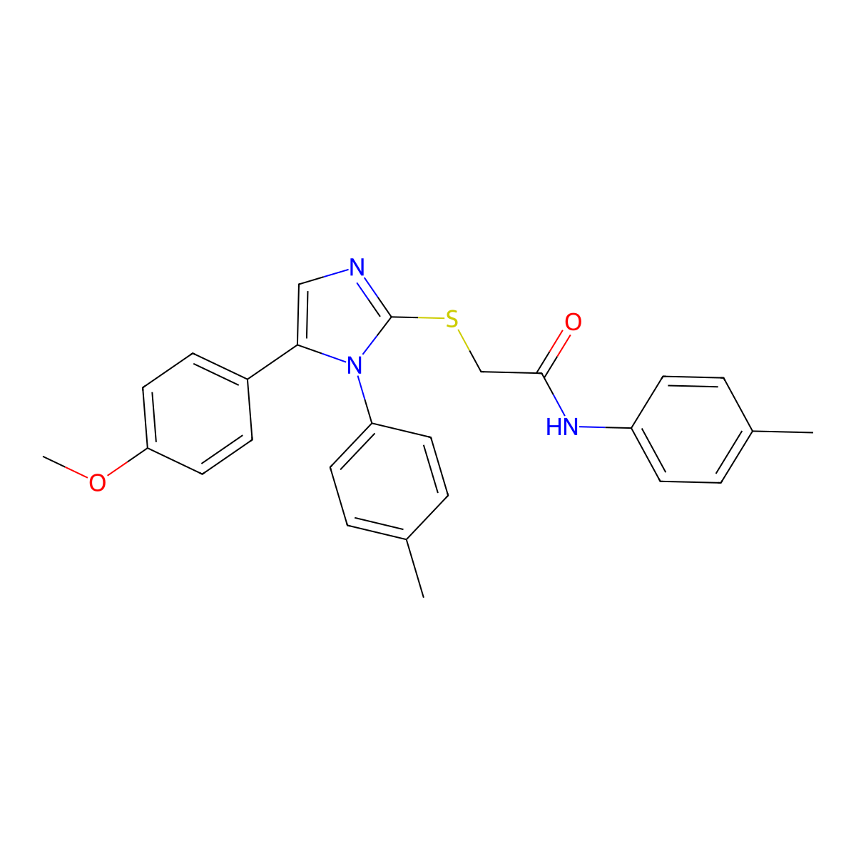 2-((5-(4-methoxyphenyl)-1-(p-tolyl)-1H-imidazol-2-yl)thio)-N-(p-tolyl)acetamide molecular structure, CAS 1207009-58-2