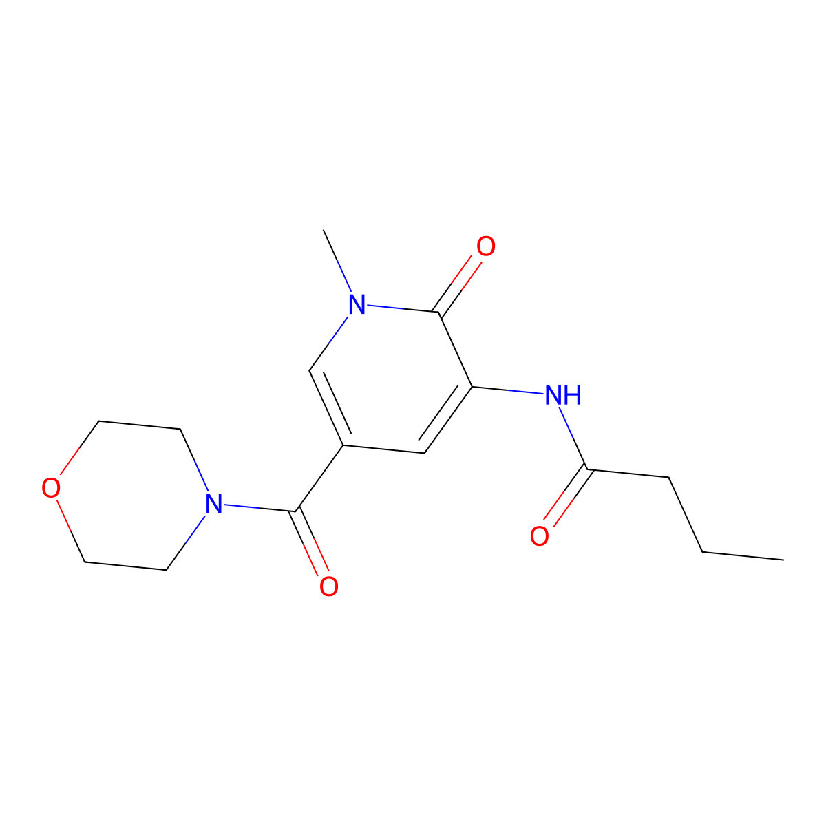 N-(1-methyl-5-(morpholine-4-carbonyl)-2-oxo-1,2-dihydropyridin-3-yl)butyramide molecular structure, CAS 1207009-63-9
