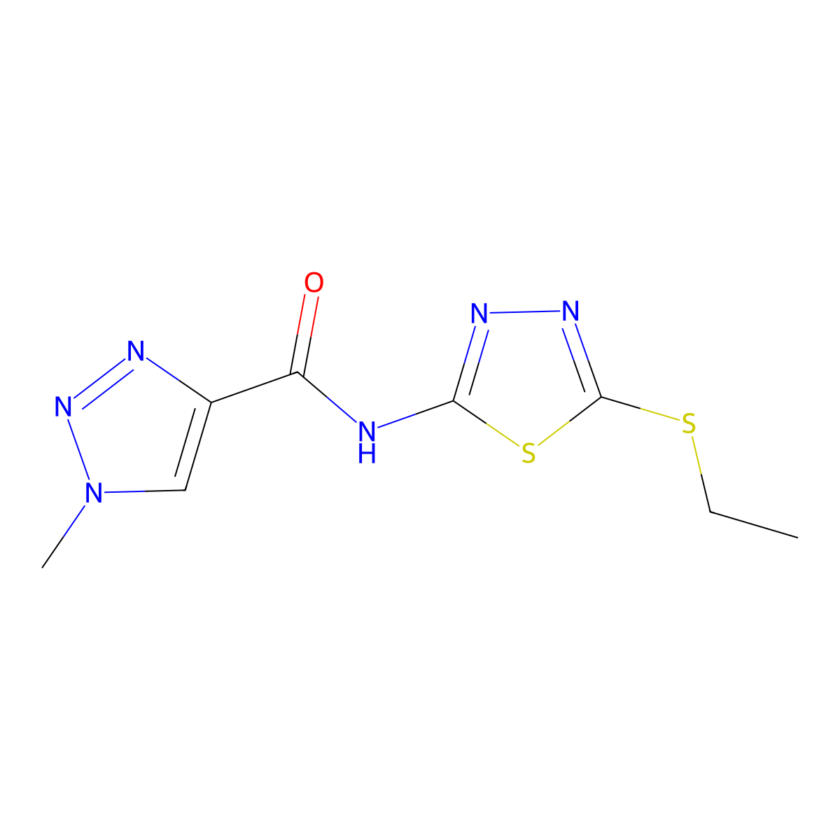 N-(5-(ethylthio)-1,3,4-thiadiazol-2-yl)-1-methyl-1H-1,2,3-triazole-4-carboxamide molecular structure, CAS 1207009-69-5