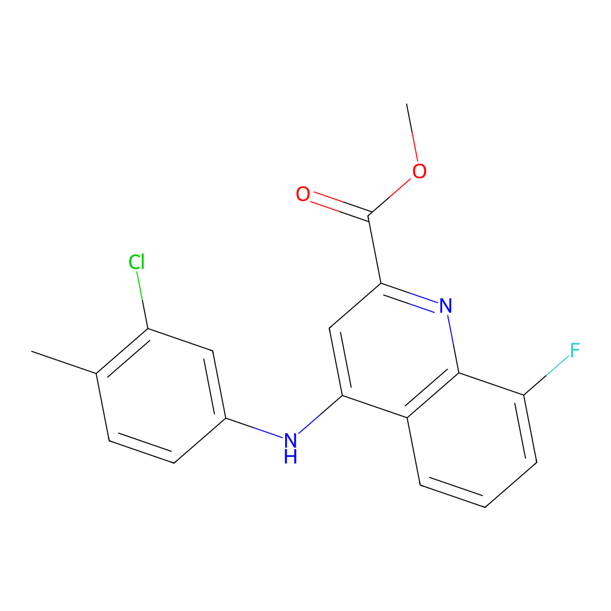 Methyl 4-[(3-chloro-4-methylphenyl)amino]-8-fluoroquinoline-2-carboxylate molecular structure, CAS 1207009-70-8