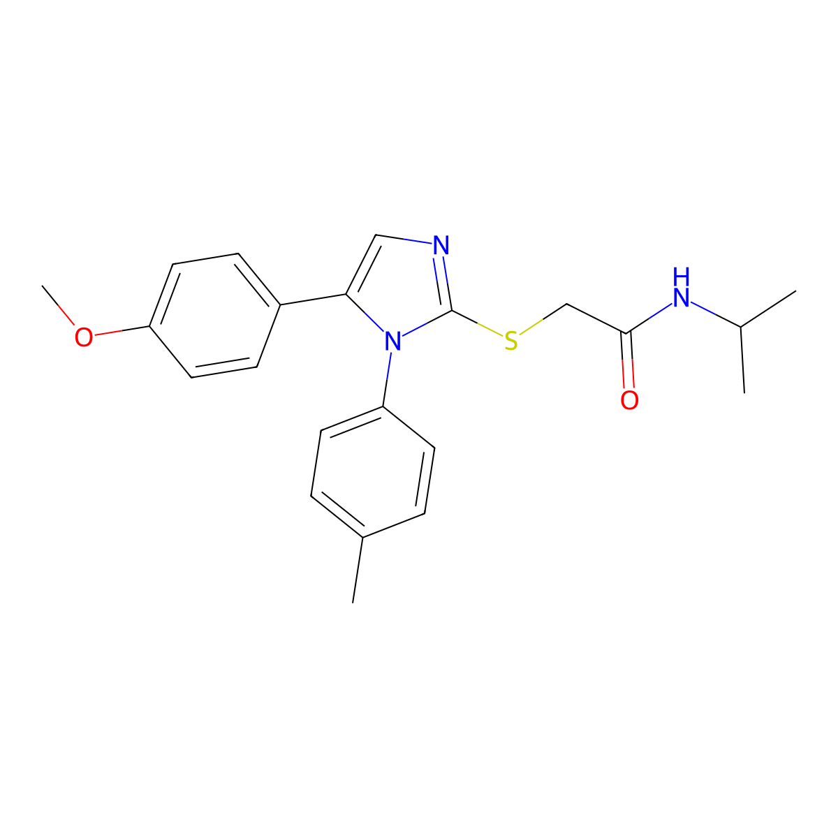 N-isopropyl-2-((5-(4-methoxyphenyl)-1-(p-tolyl)-1H-imidazol-2-yl)thio)acetamide molecular structure, CAS 1207009-74-2