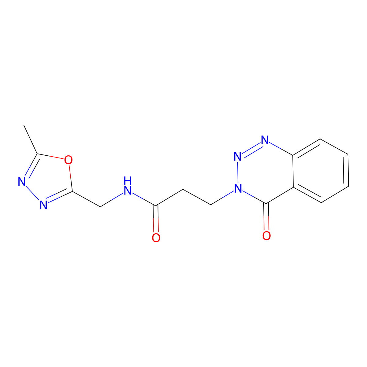 N-((5-methyl-1,3,4-oxadiazol-2-yl)methyl)-3-(4-oxobenzo[d][1,2,3]triazin-3(4H)-yl)propanamide molecular structure, CAS 1207009-78-6