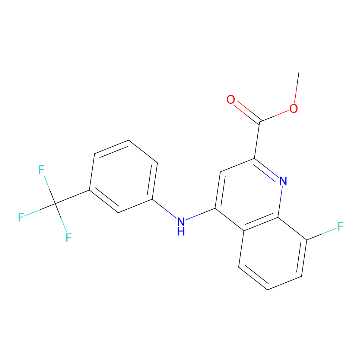 Methyl 8-fluoro-4-{[3-(trifluoromethyl)phenyl]amino}quinoline-2-carboxylate molecular structure, CAS 1207009-81-1