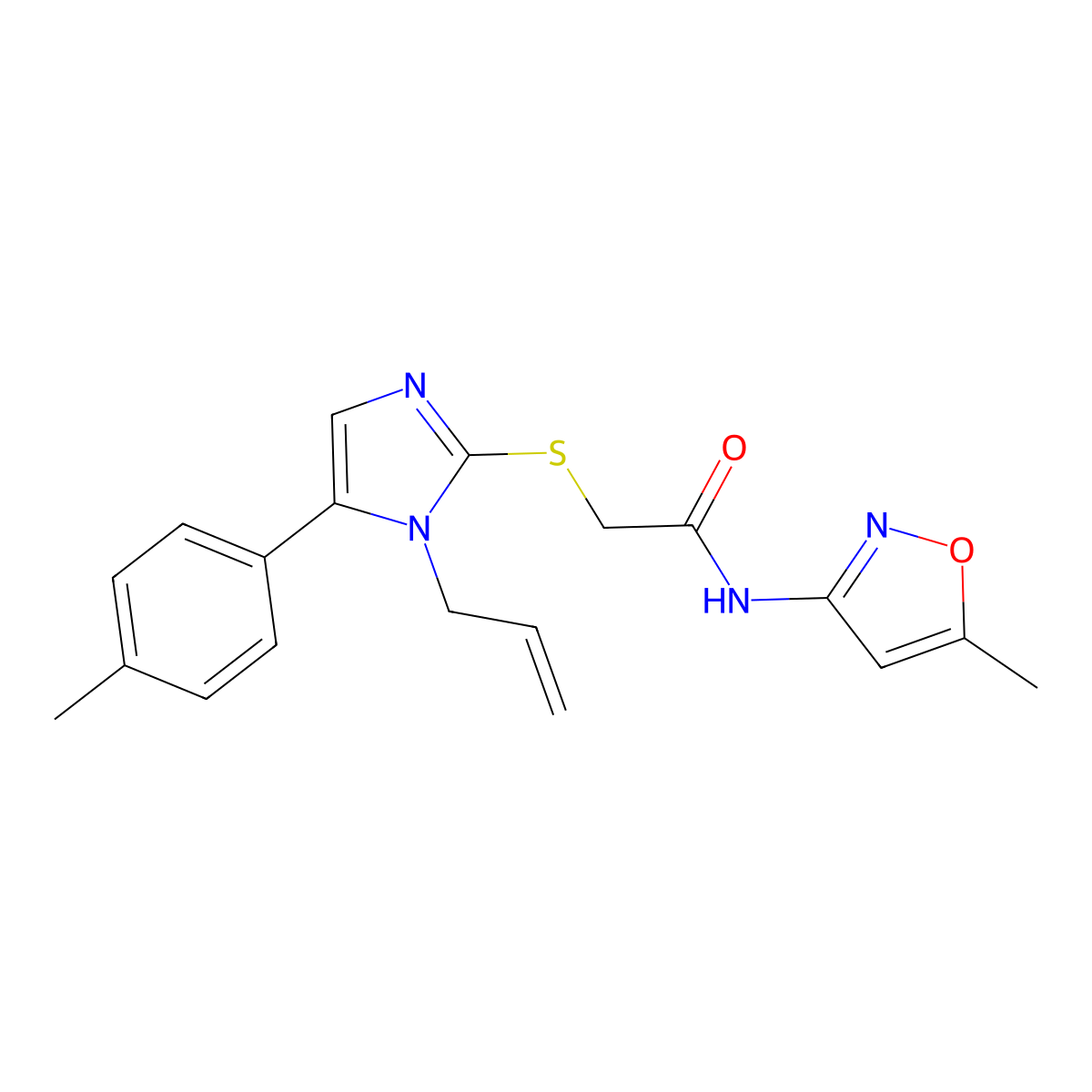 2-((1-allyl-5-(p-tolyl)-1H-imidazol-2-yl)thio)-N-(5-methylisoxazol-3-yl)acetamide molecular structure, CAS 1207009-84-4