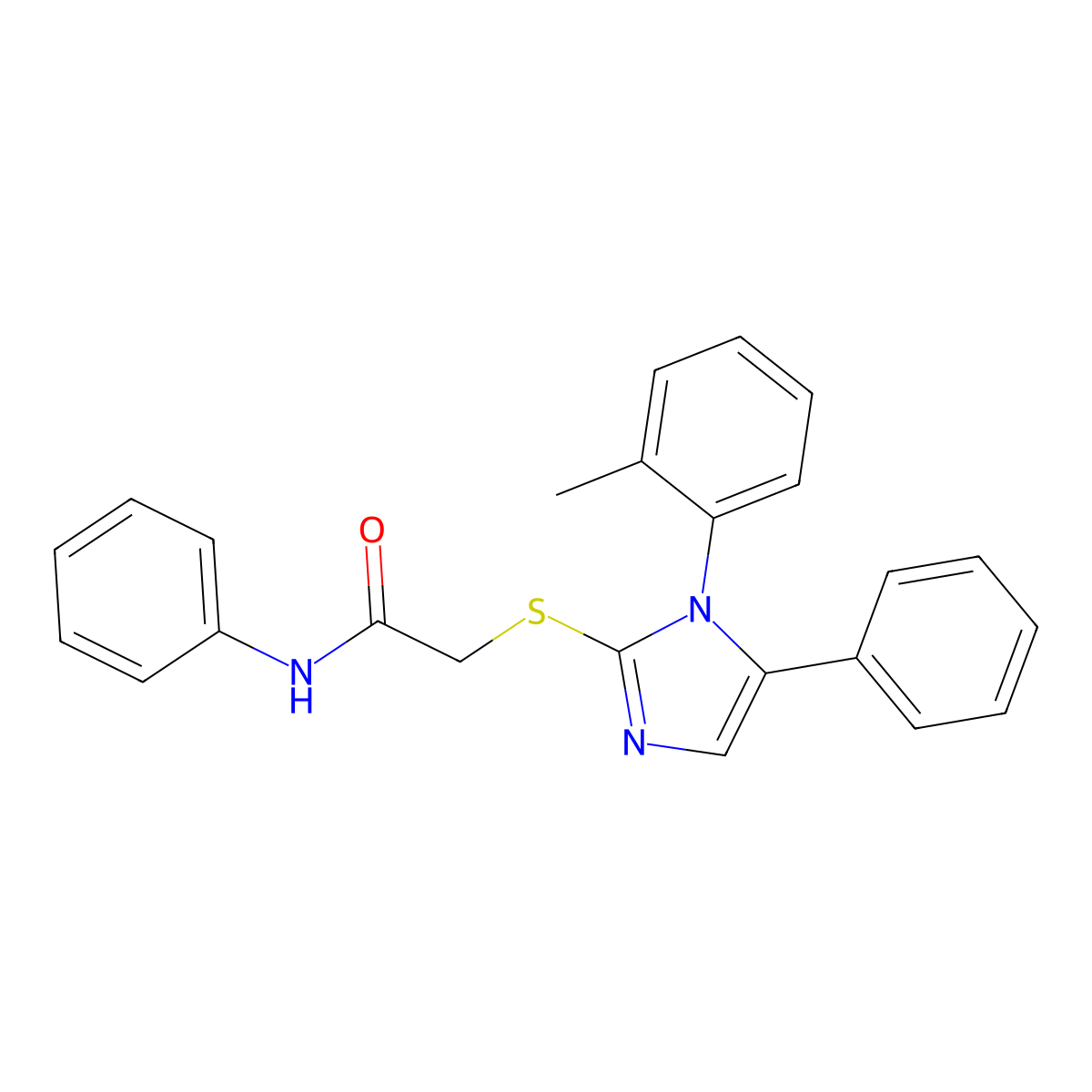 N-phenyl-2-((5-phenyl-1-(o-tolyl)-1H-imidazol-2-yl)thio)acetamide molecular structure, CAS 1207009-91-3