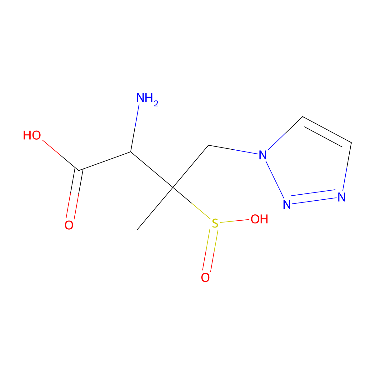 2-Amino-3-methyl-3-sulfino-4-(1H-1,2,3-triazol-1-yl)butyric acid, (2S,3S)- molecular structure, CAS 120701-87-3