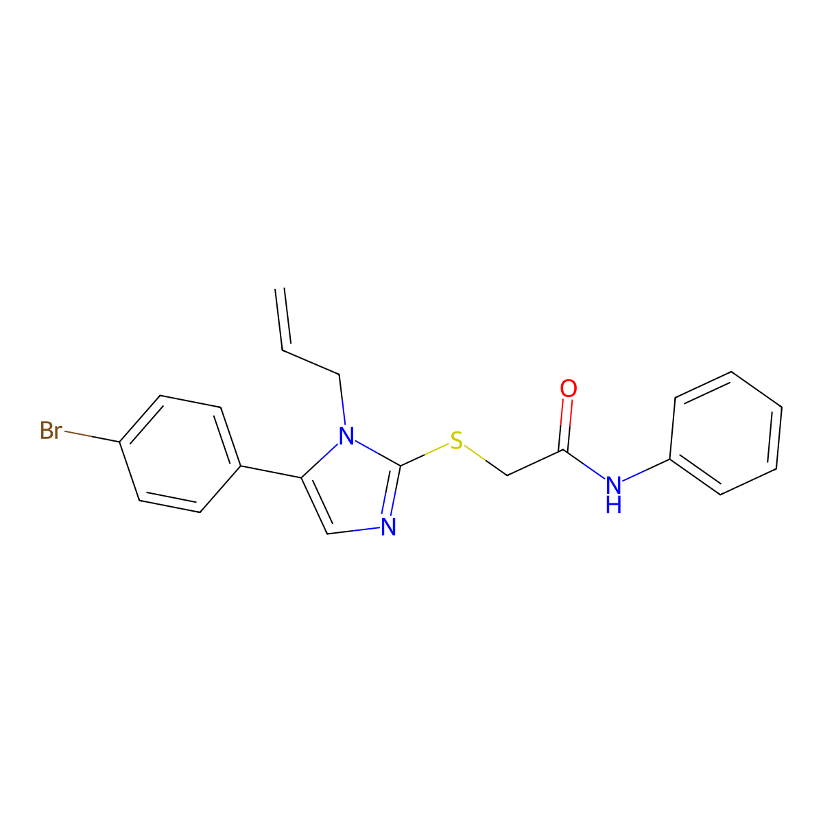 2-((1-allyl-5-(4-bromophenyl)-1H-imidazol-2-yl)thio)-N-phenylacetamide molecular structure, CAS 1207010-03-4
