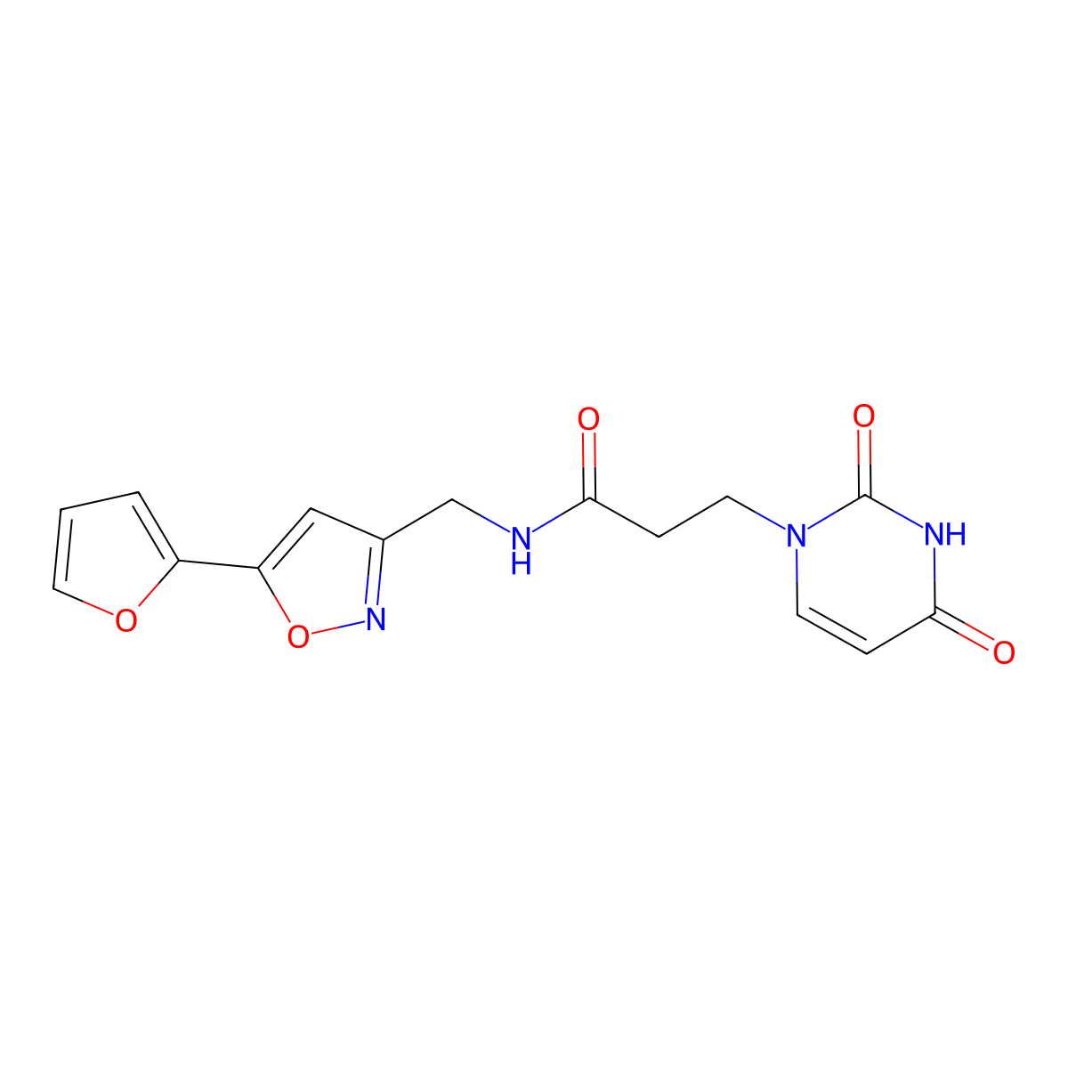 3-(2,4-dioxo-3,4-dihydropyrimidin-1(2H)-yl)-N-((5-(furan-2-yl)isoxazol-3-yl)methyl)propanamide molecular structure, CAS 1207010-06-7