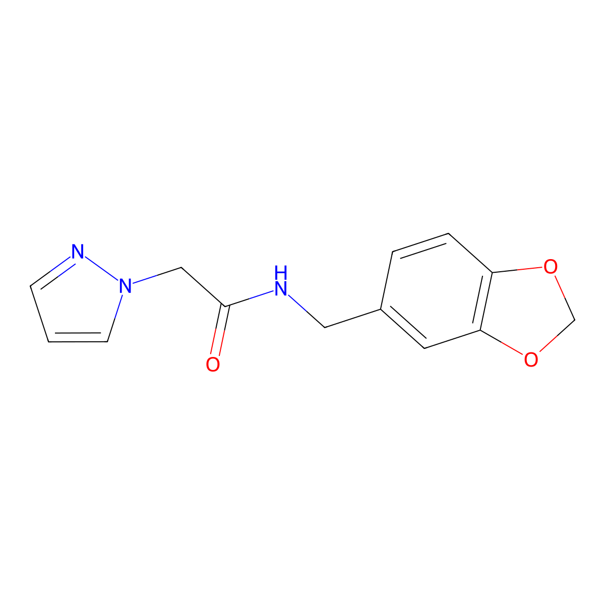 N-[(2H-1,3-benzodioxol-5-yl)methyl]-2-(1H-pyrazol-1-yl)acetamide molecular structure, CAS 1207010-08-9