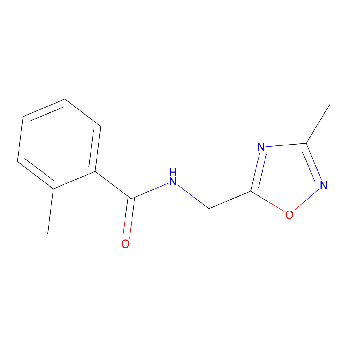 2-methyl-N-[(3-methyl-1,2,4-oxadiazol-5-yl)methyl]benzamide molecular structure, CAS 1207010-10-3