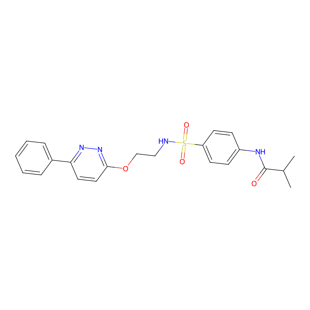 N-(4-(N-(2-((6-phenylpyridazin-3-yl)oxy)ethyl)sulfamoyl)phenyl)isobutyramide molecular structure, CAS 1207010-12-5