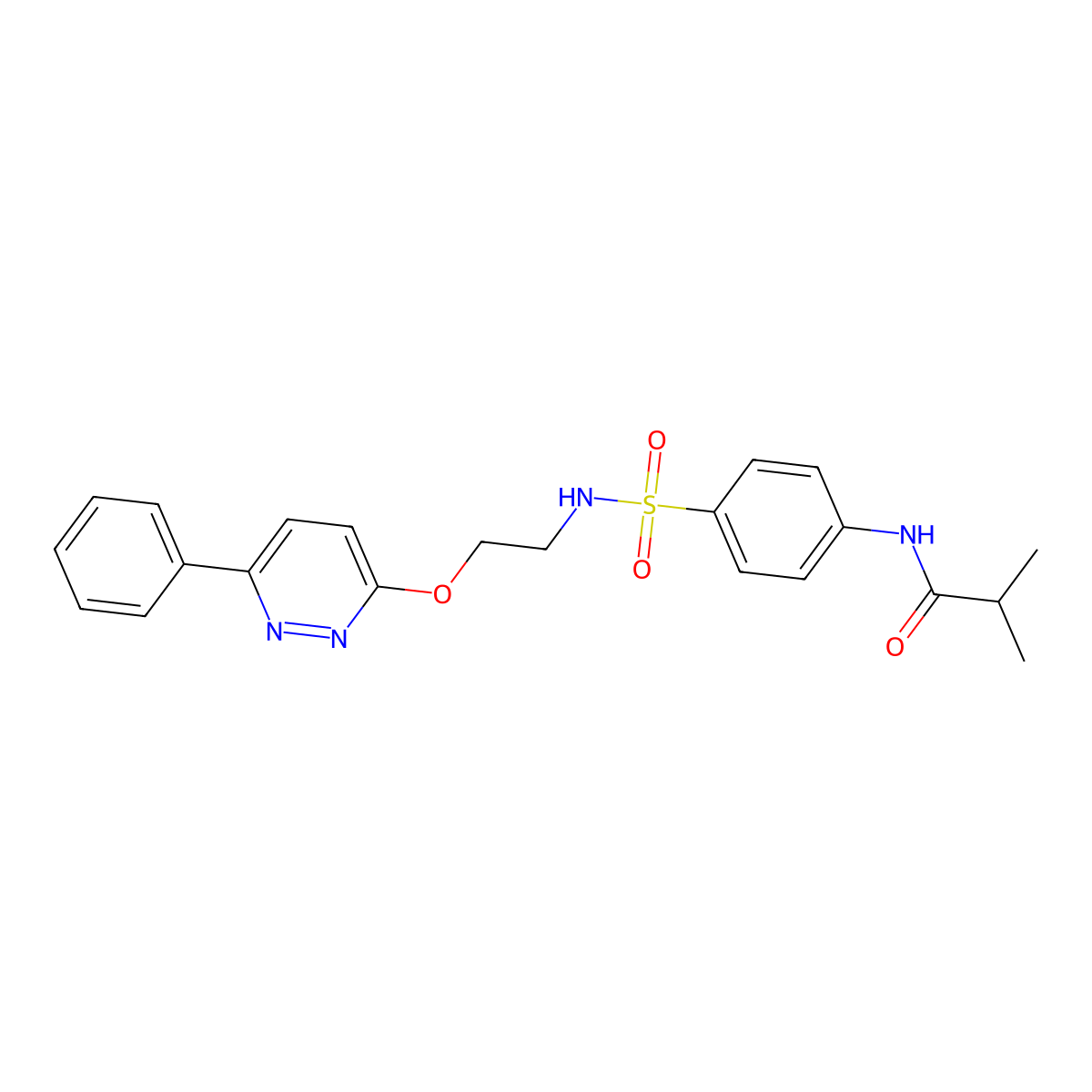 N-(4-(N-(2-((6-phenylpyridazin-3-yl)oxy)ethyl)sulfamoyl)phenyl)isobutyramide molecular structure, CAS 1207010-12-5