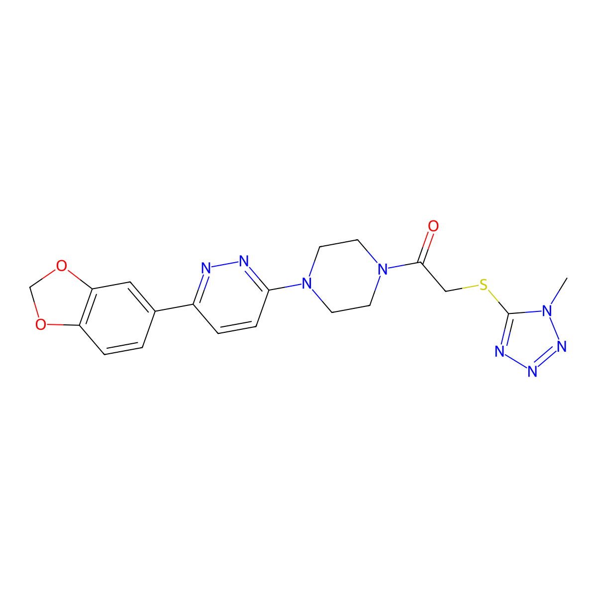1-(4-(6-(benzo[d][1,3]dioxol-5-yl)pyridazin-3-yl)piperazin-1-yl)-2-((1-methyl-1H-tetrazol-5-yl)thio)ethanone molecular structure, CAS 1207010-17-0