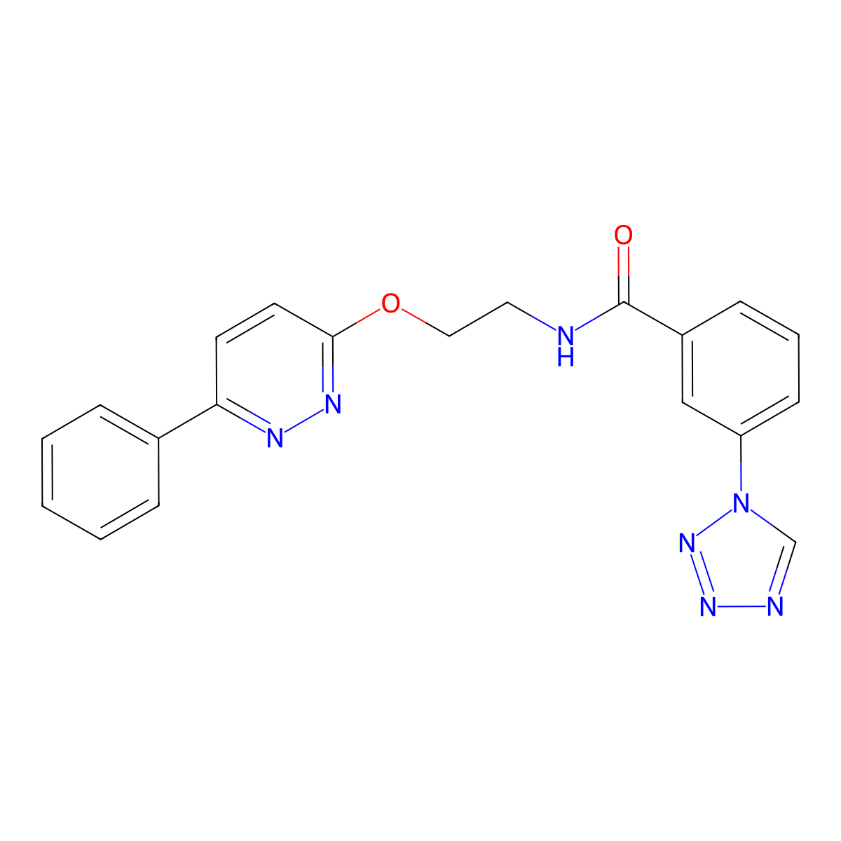 N-(2-((6-phenylpyridazin-3-yl)oxy)ethyl)-3-(1H-tetrazol-1-yl)benzamide molecular structure, CAS 1207010-18-1