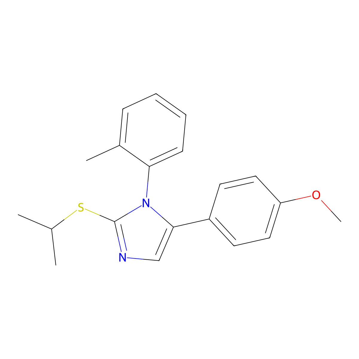2-(isopropylthio)-5-(4-methoxyphenyl)-1-(o-tolyl)-1H-imidazole molecular structure, CAS 1207010-20-5
