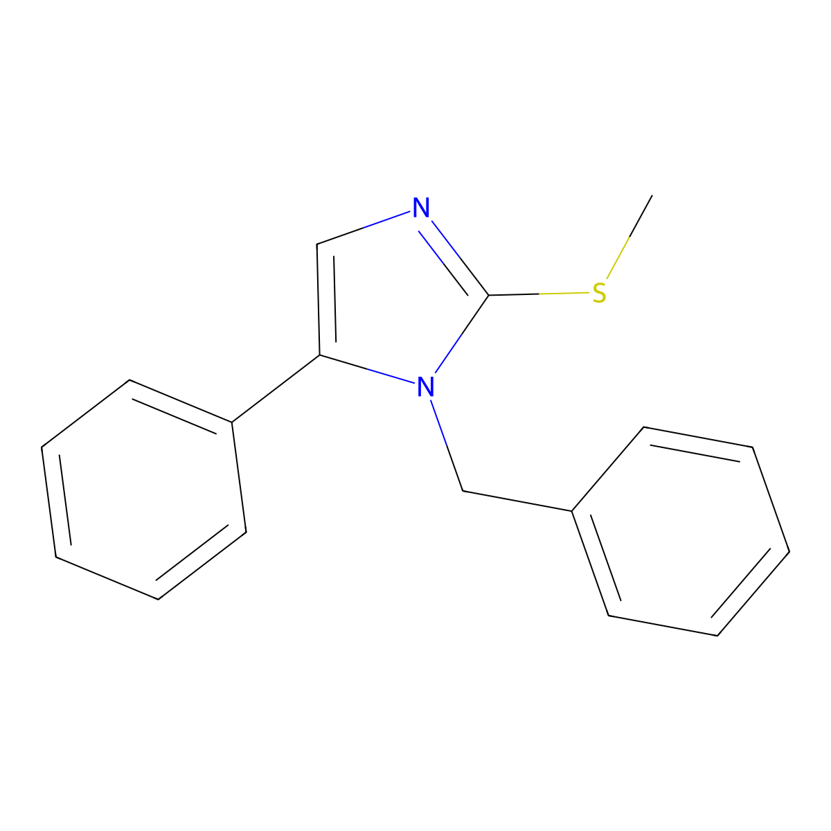 1-benzyl-2-(methylthio)-5-phenyl-1H-imidazole molecular structure, CAS 1207010-21-6