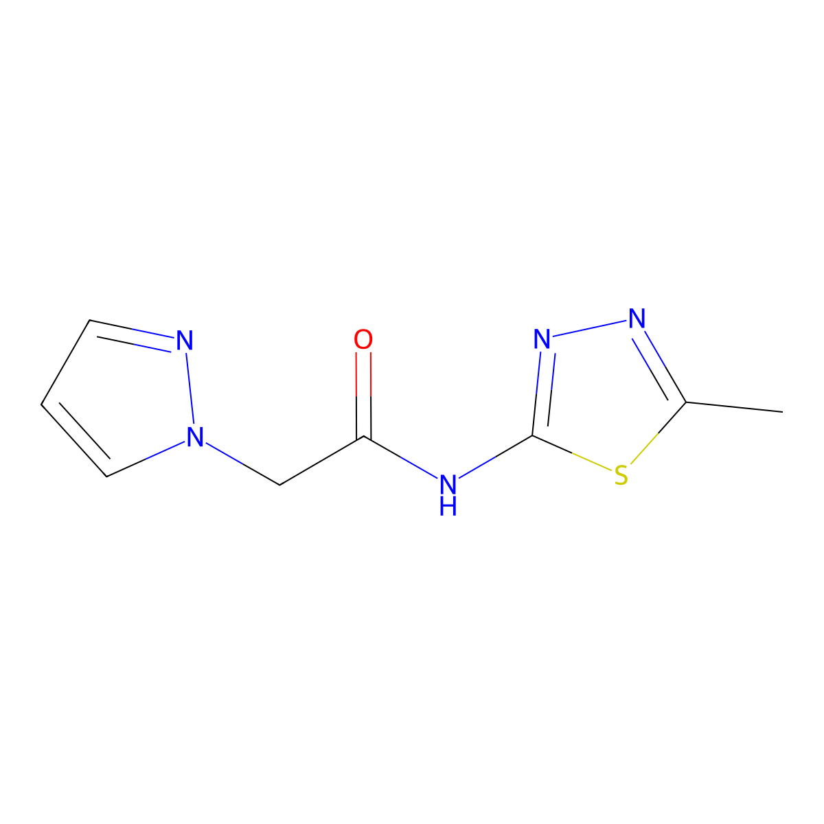 N-(5-methyl-1,3,4-thiadiazol-2-yl)-2-(1H-pyrazol-1-yl)acetamide molecular structure, CAS 1207010-24-9
