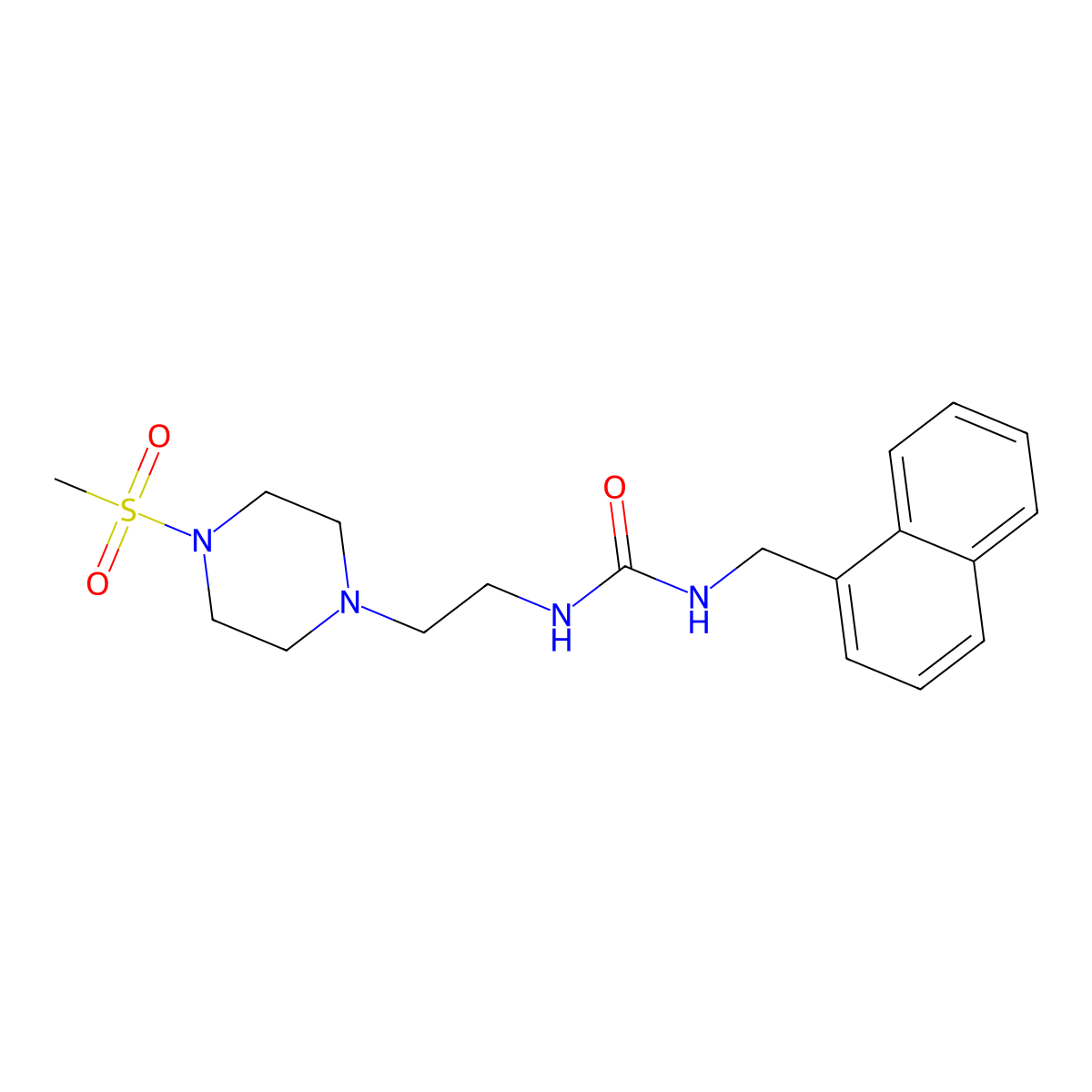 1-(2-(4-(Methylsulfonyl)piperazin-1-yl)ethyl)-3-(naphthalen-1-ylmethyl)urea molecular structure, CAS 1207010-28-3