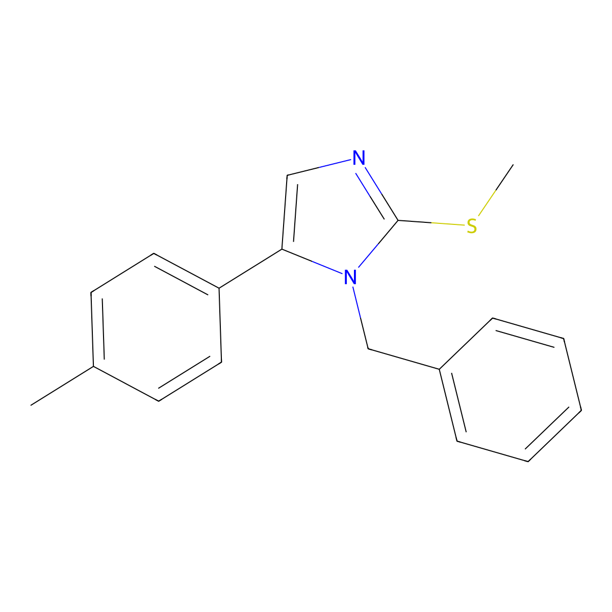 1-benzyl-2-(methylthio)-5-(p-tolyl)-1H-imidazole molecular structure, CAS 1207010-31-8