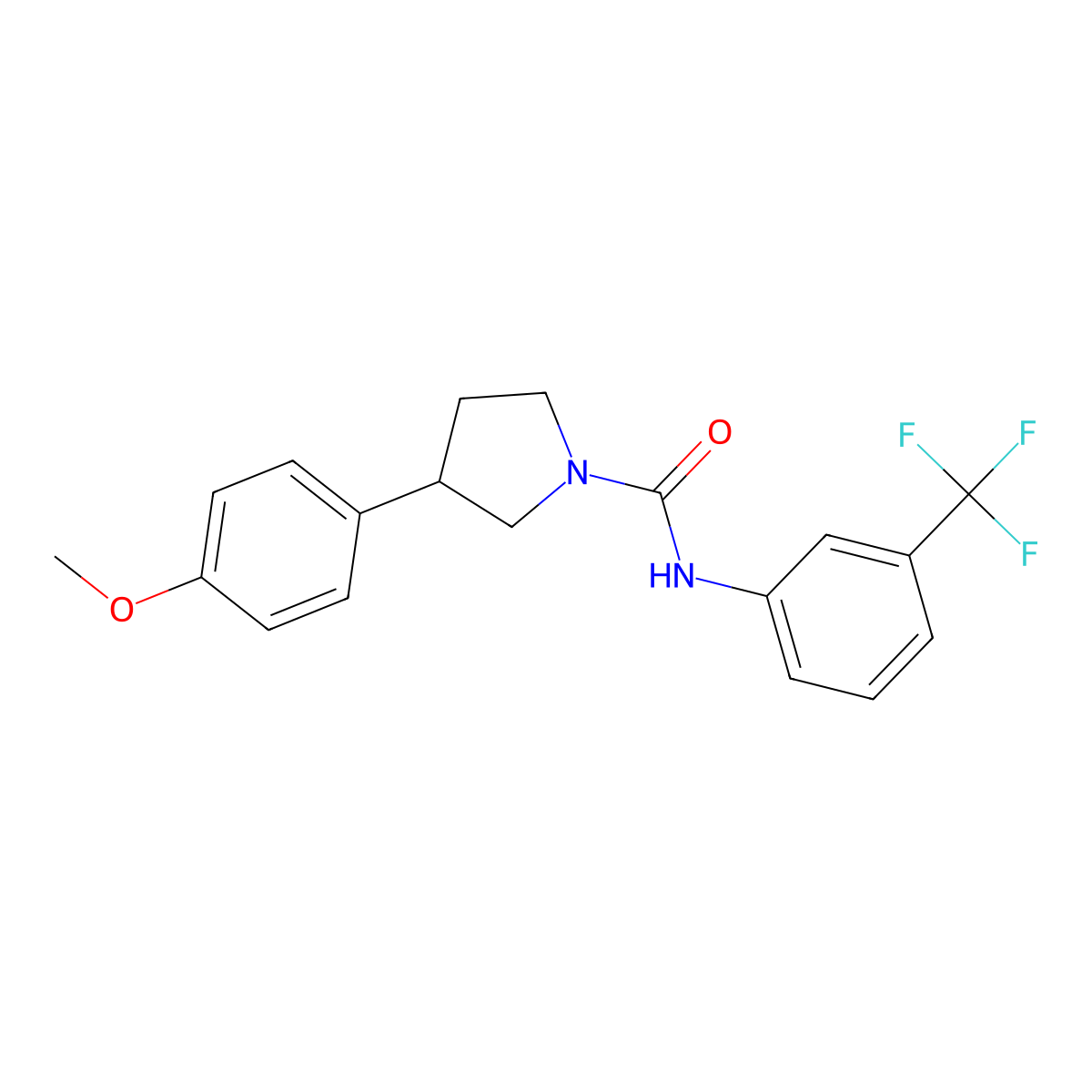 3-(4-methoxyphenyl)-N-[3-(trifluoromethyl)phenyl]pyrrolidine-1-carboxamide molecular structure, CAS 1207010-33-0