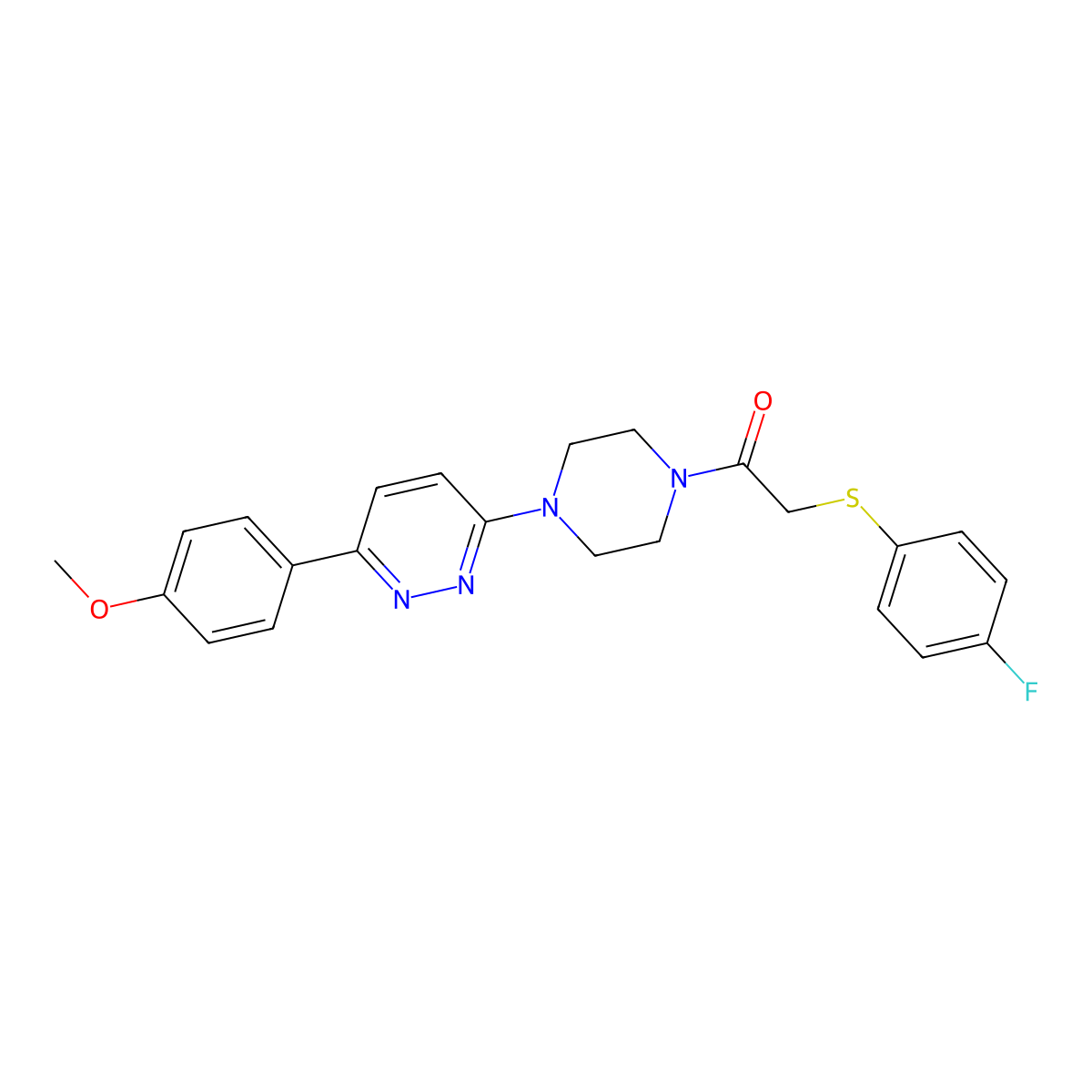 2-((4-Fluorophenyl)thio)-1-(4-(6-(4-methoxyphenyl)pyridazin-3-yl)piperazin-1-yl)ethanone molecular structure, CAS 1207010-40-9
