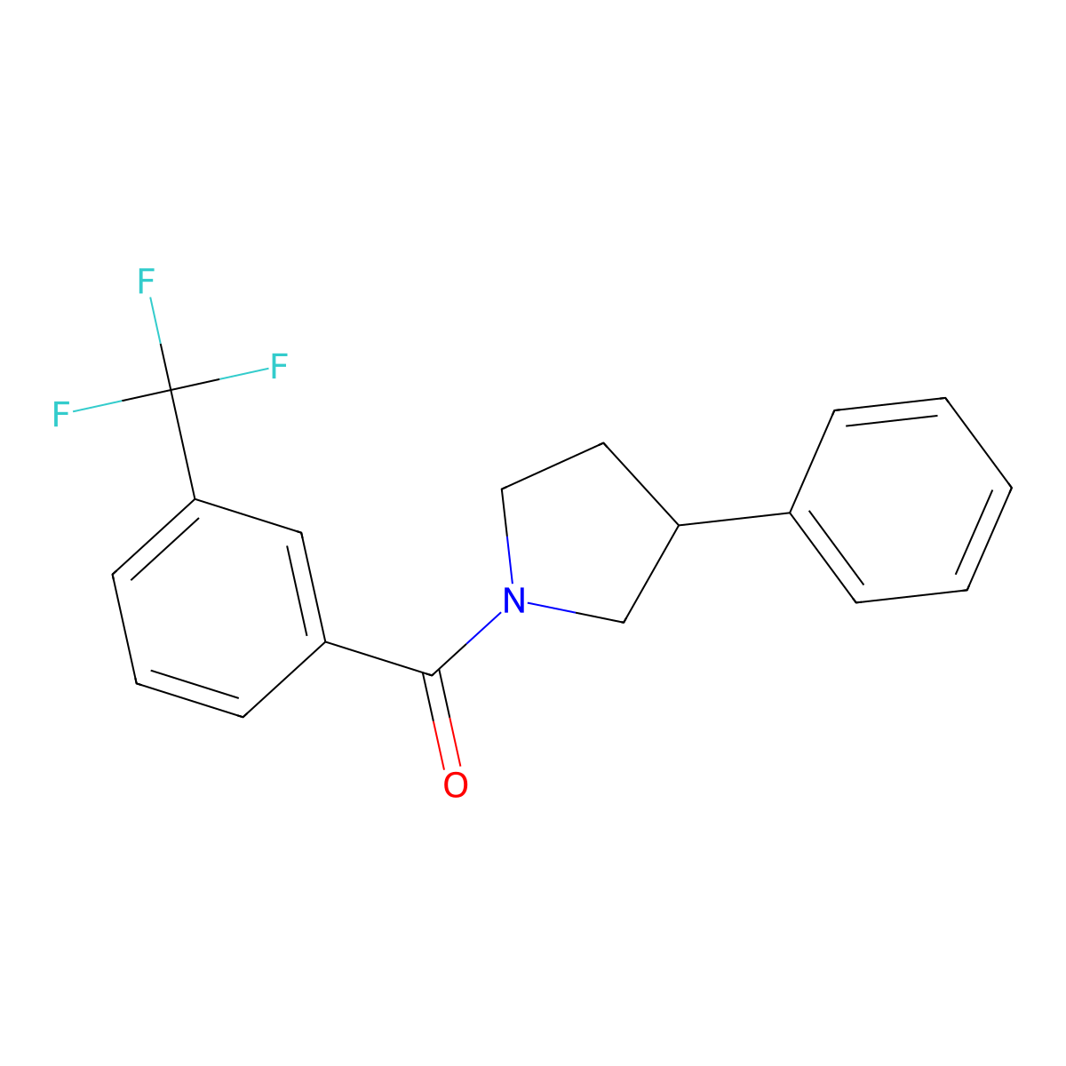 (3-Phenylpyrrolidin-1-yl)(3-(trifluoromethyl)phenyl)methanone molecular structure, CAS 1207010-48-7